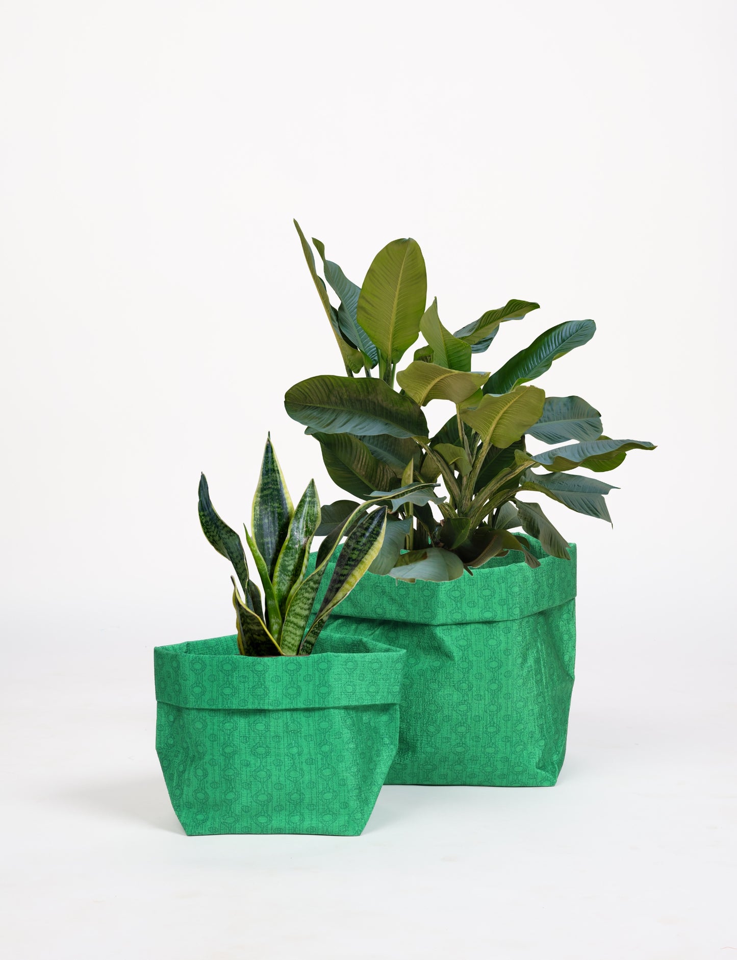 Plant Pot Cover Set 2 Pieces S, M - Green Tropical