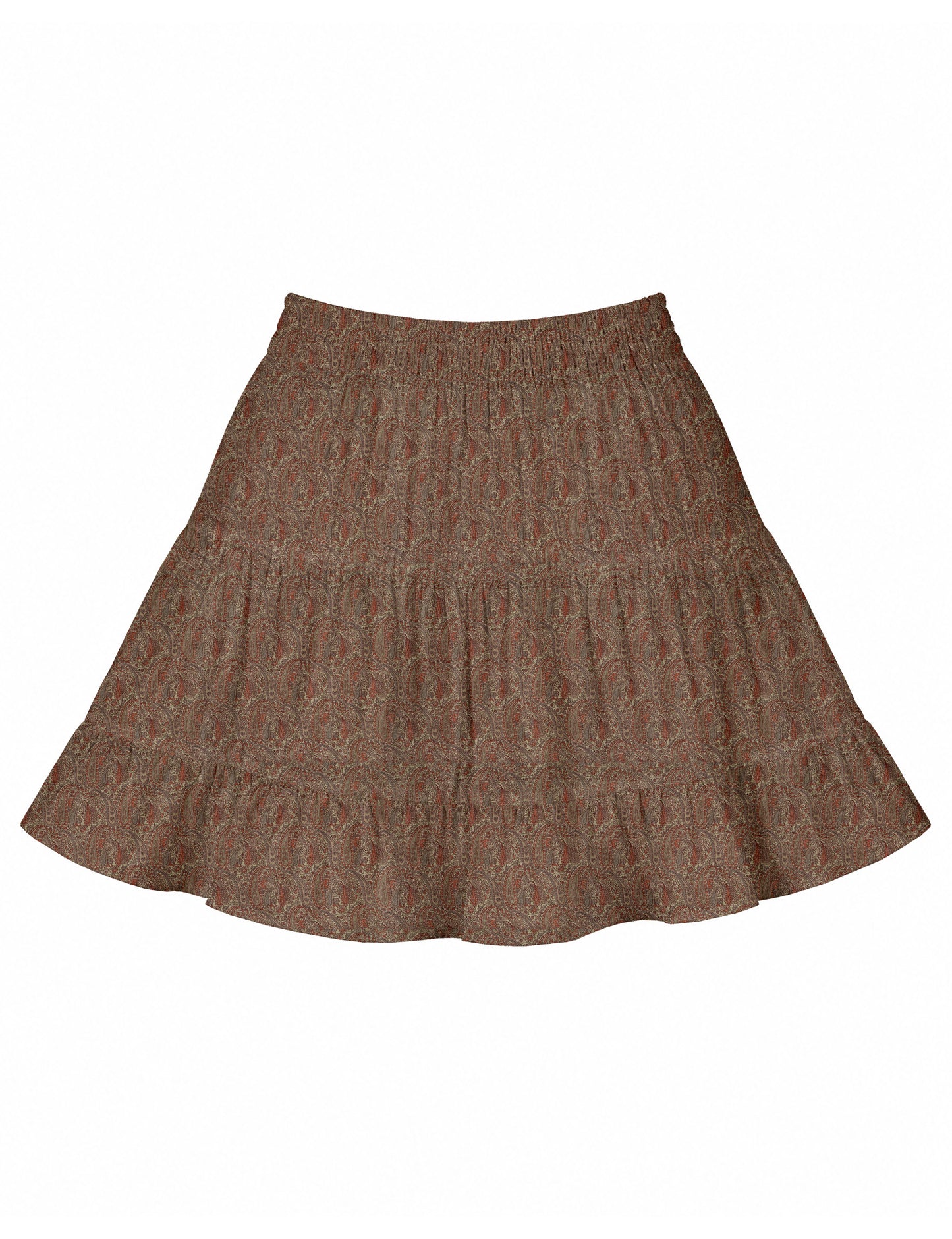 Short tiered skirt - Beige Paisley