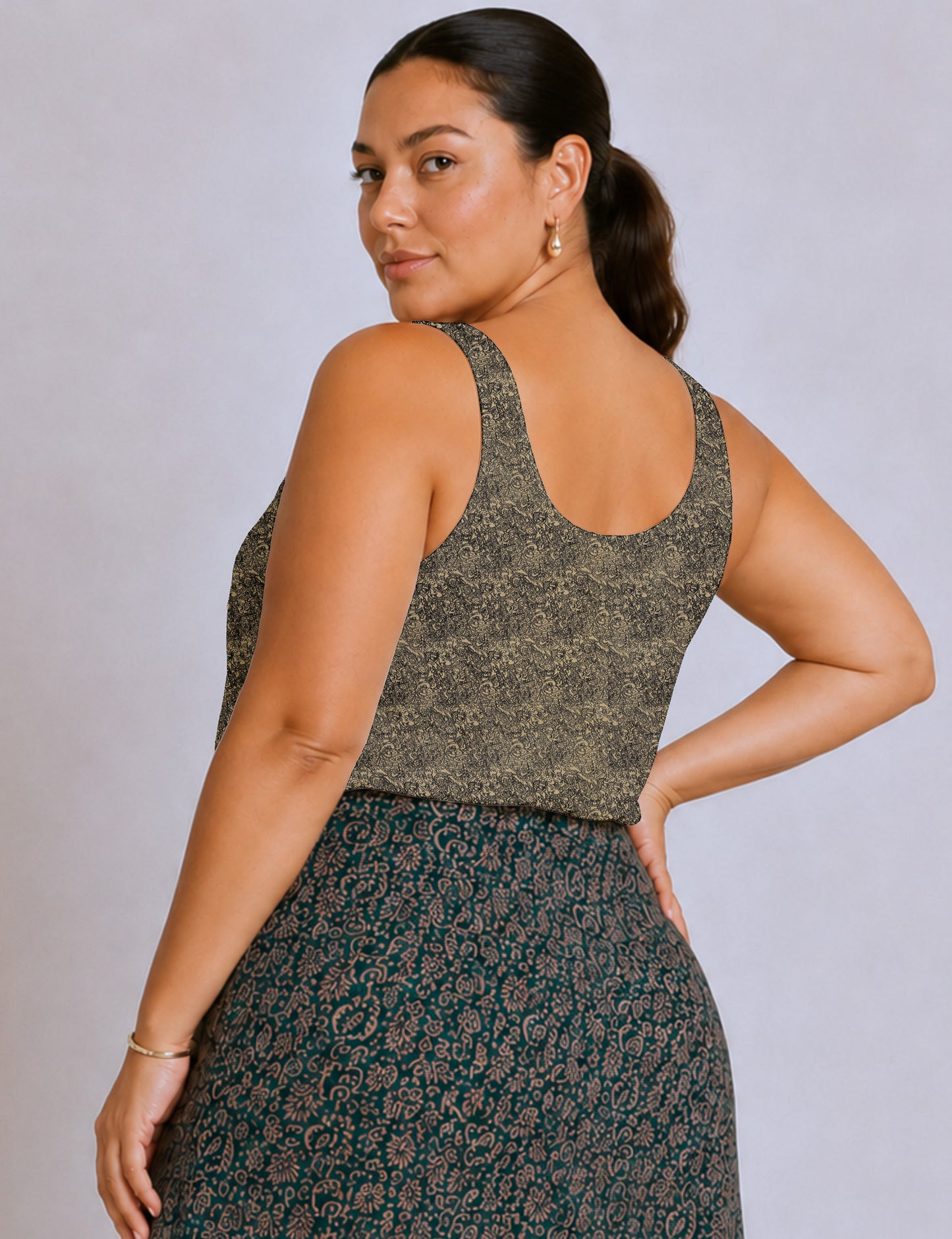Sleeveless blouse - Beige Tropical