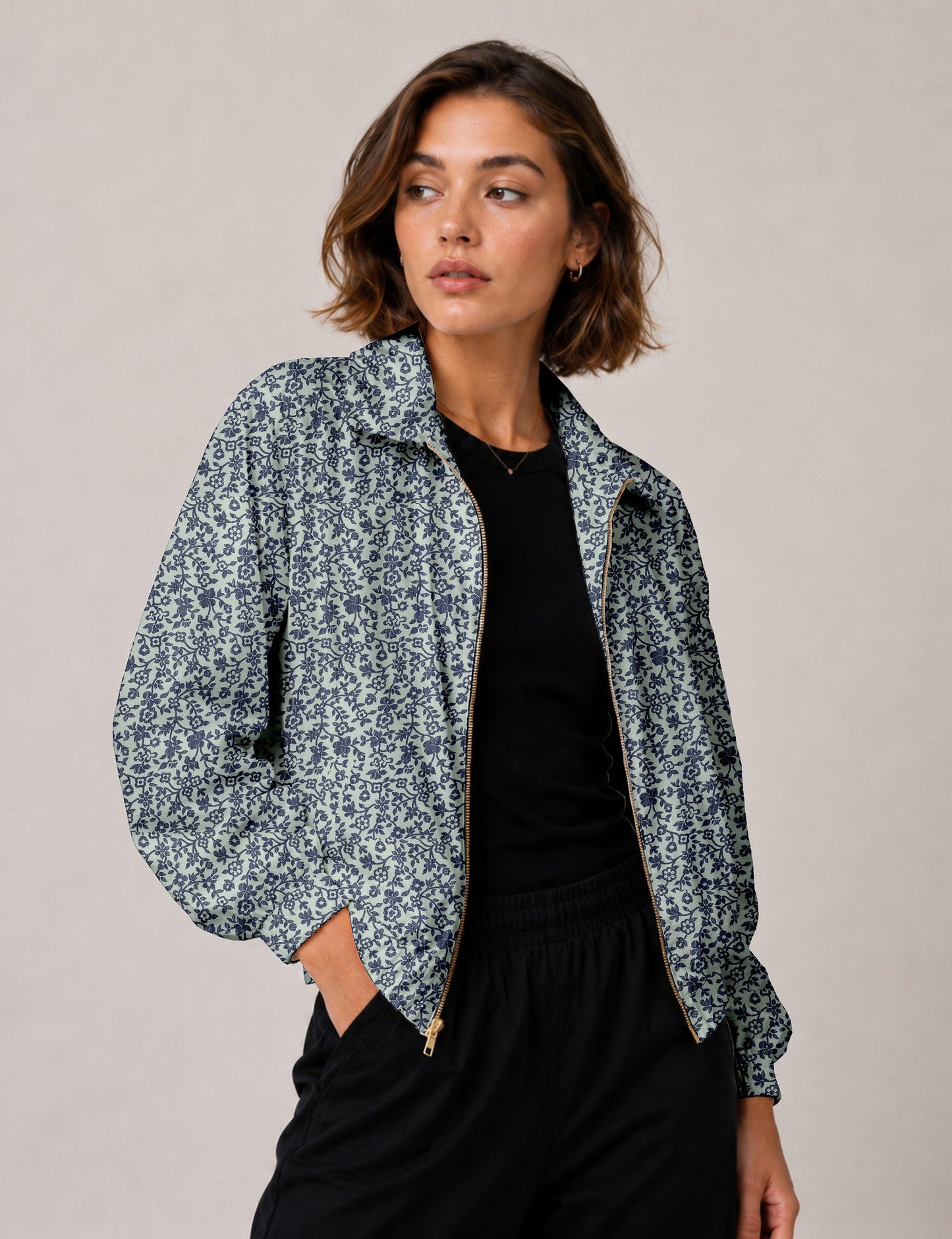Bomber Jacket - Beige Tropical