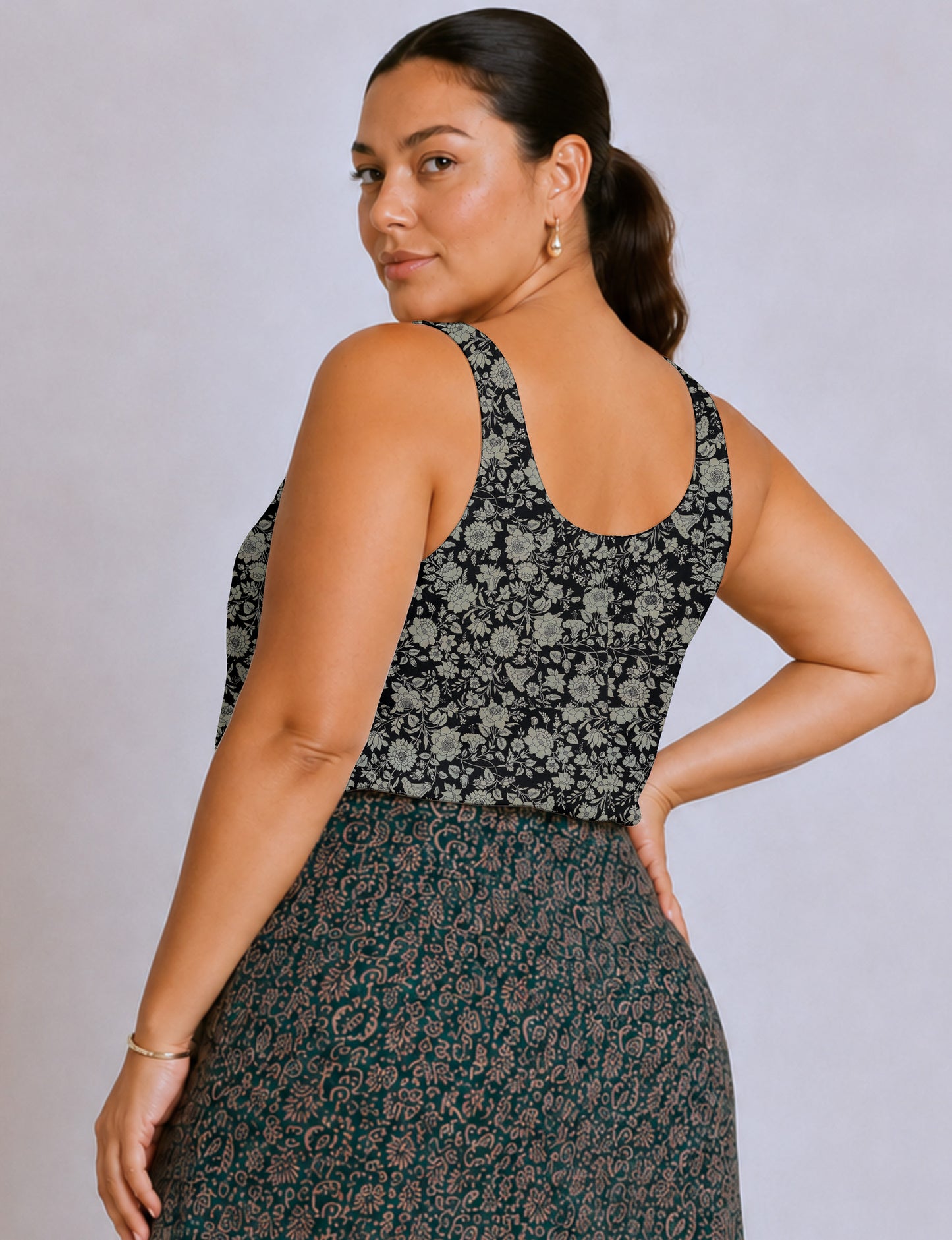 Sleeveless blouse - Black Floral