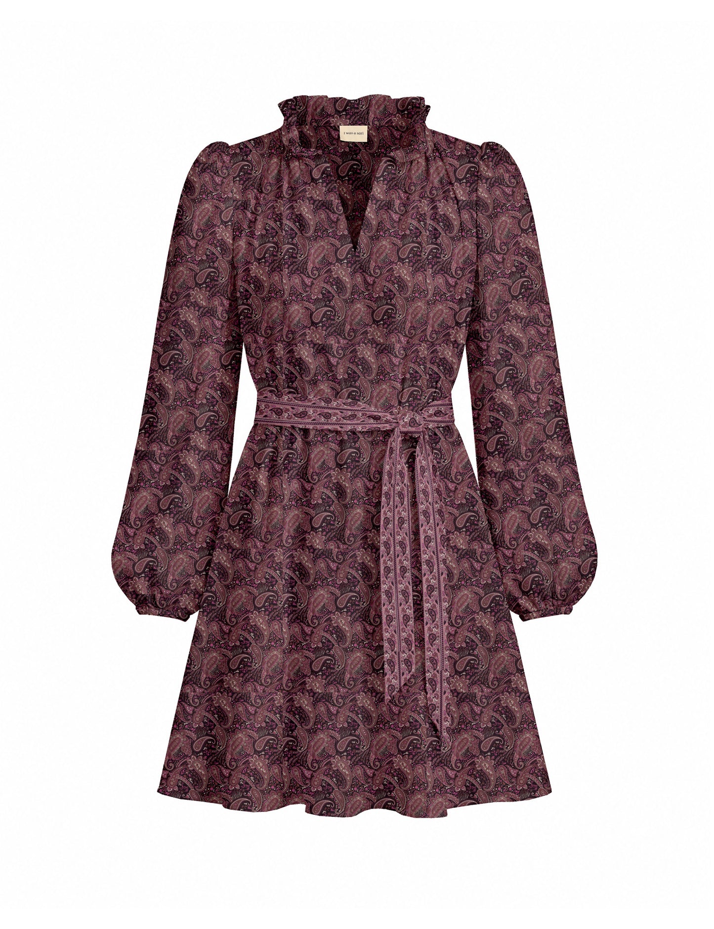 Swing dress with belt - Black Paisley
