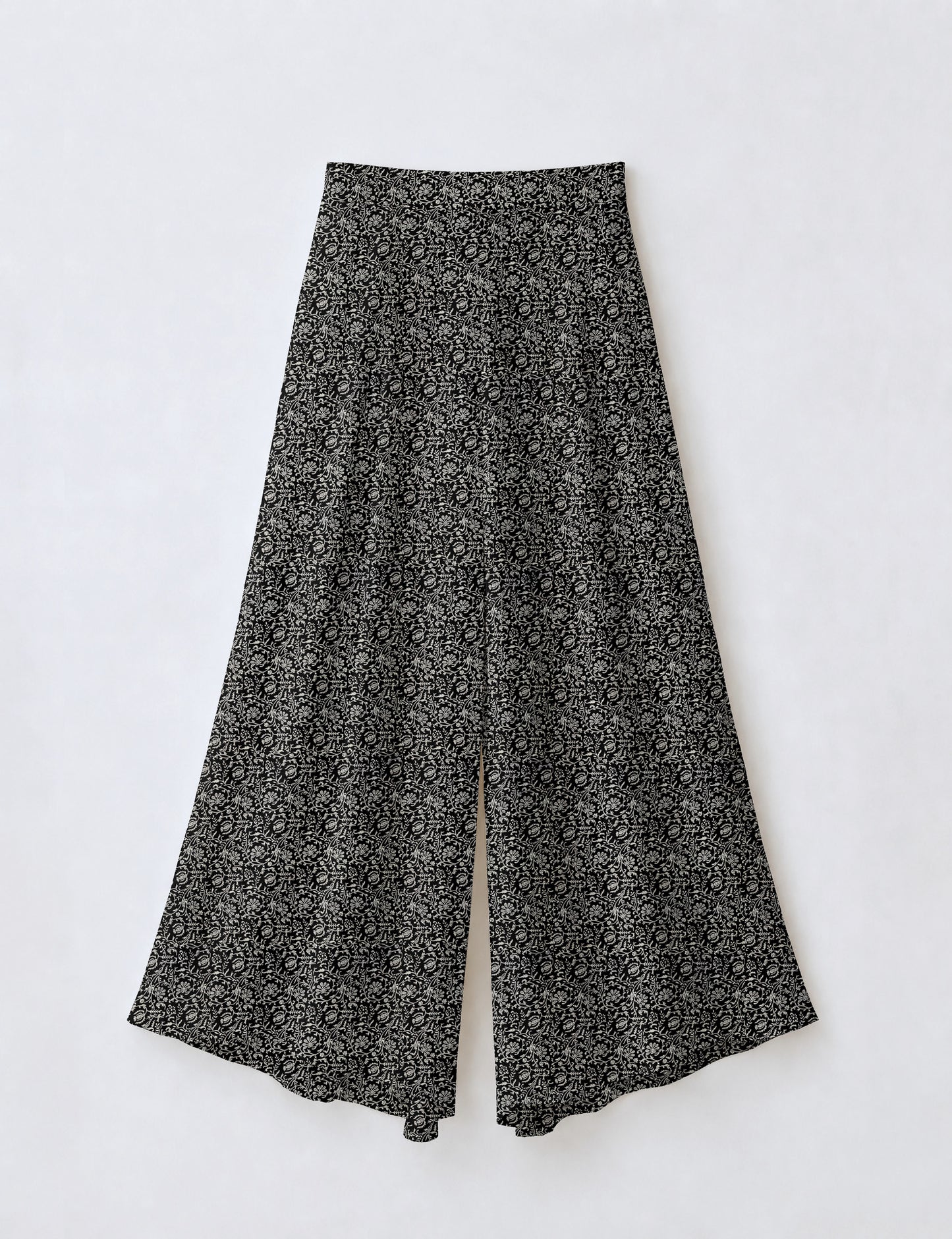 Wide Leg Palazzo Trousers - Black Tropical