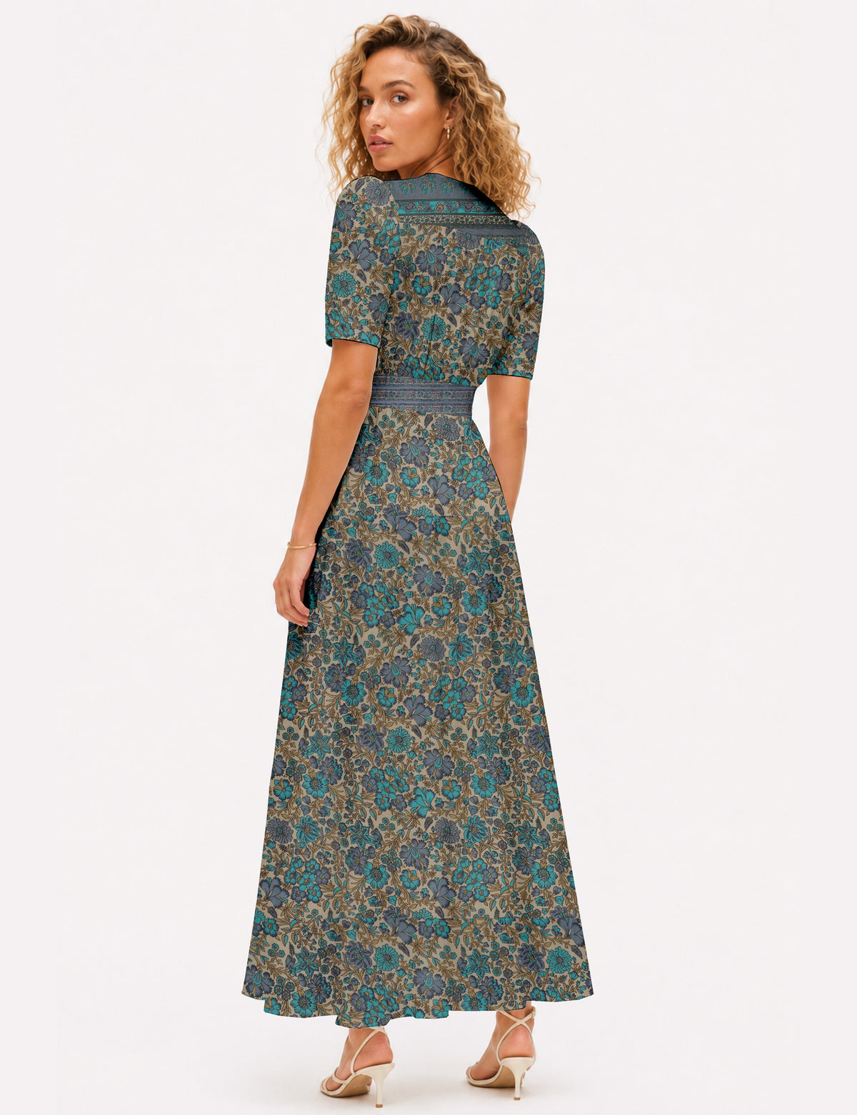 Maxi romantic dress - Blue Floral