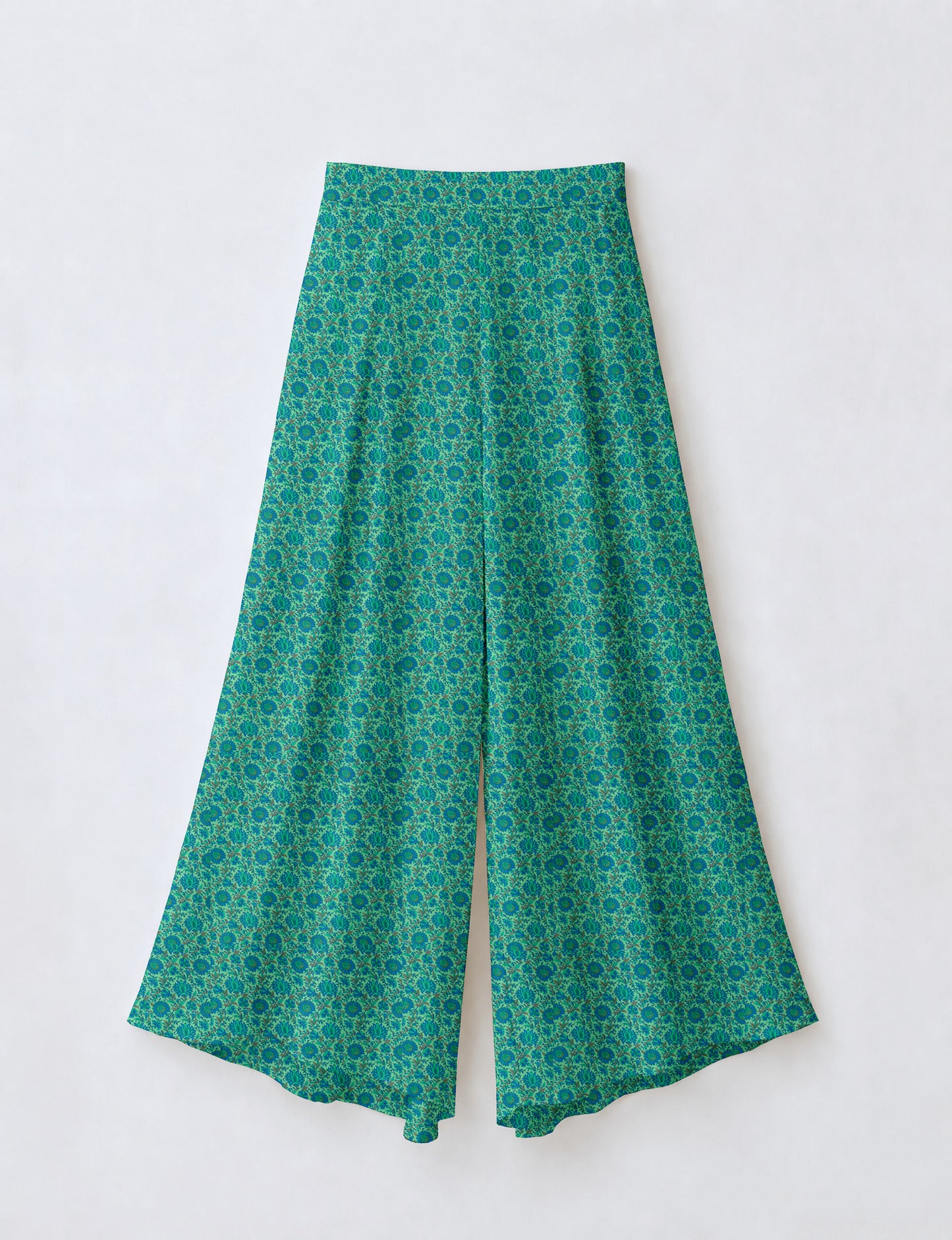 Wide Leg Palazzo Trousers - Blue Floral
