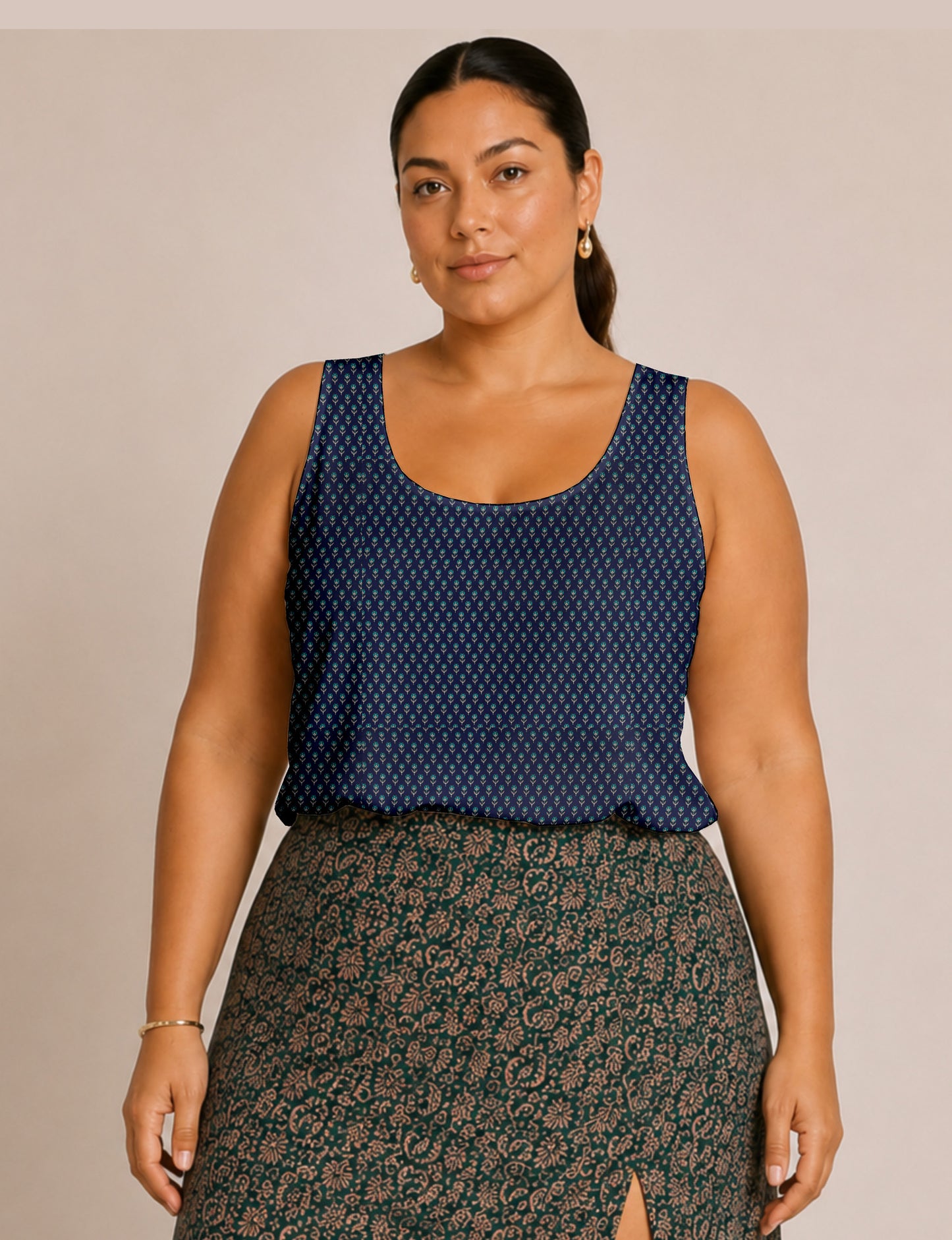 Sleeveless blouse - Blue Floral