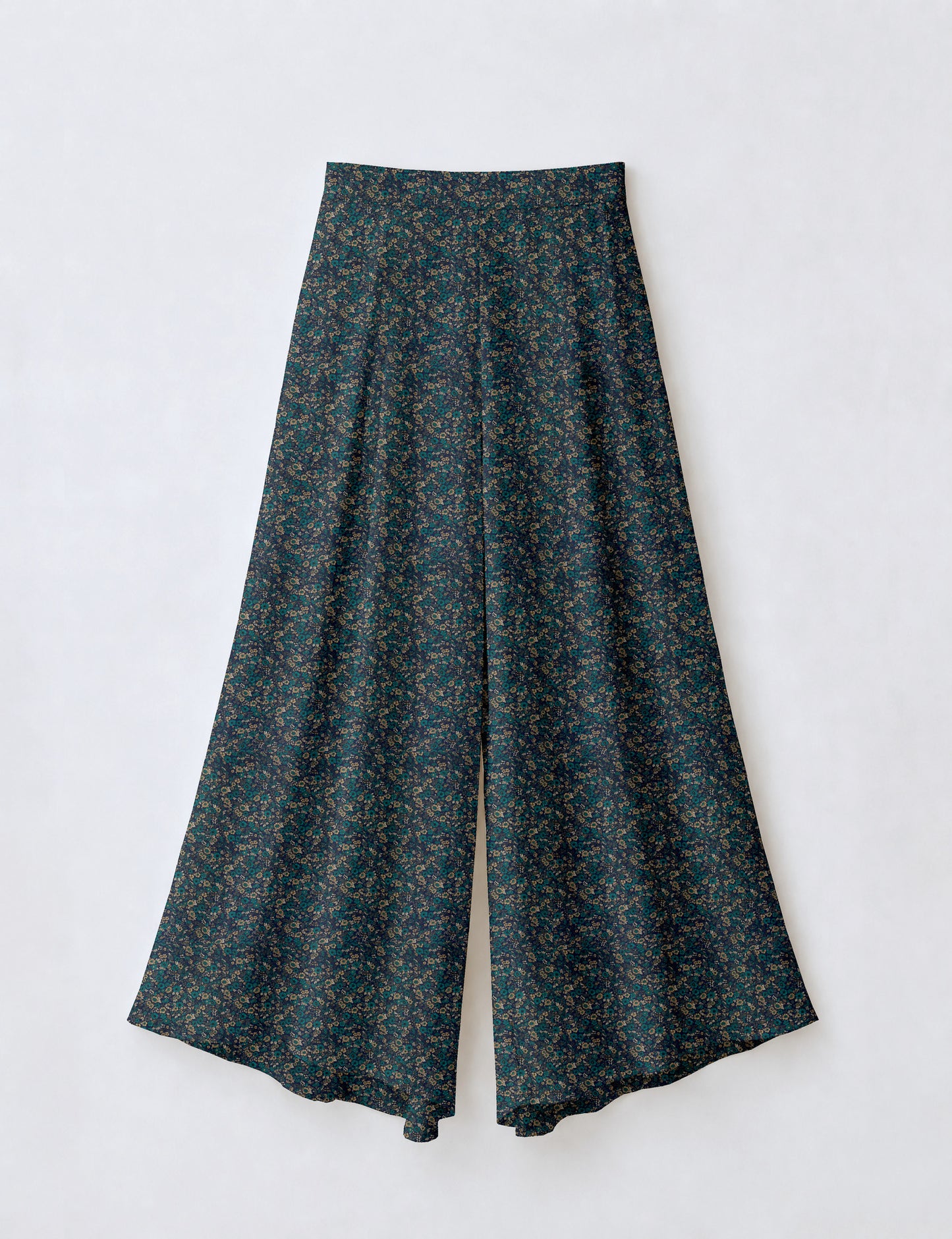 Wide Leg Palazzo Trousers - Blue Floral