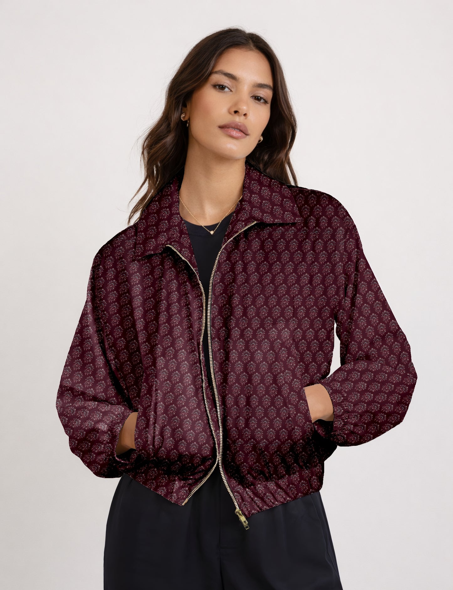 Bomber Jacket - Brown Floral