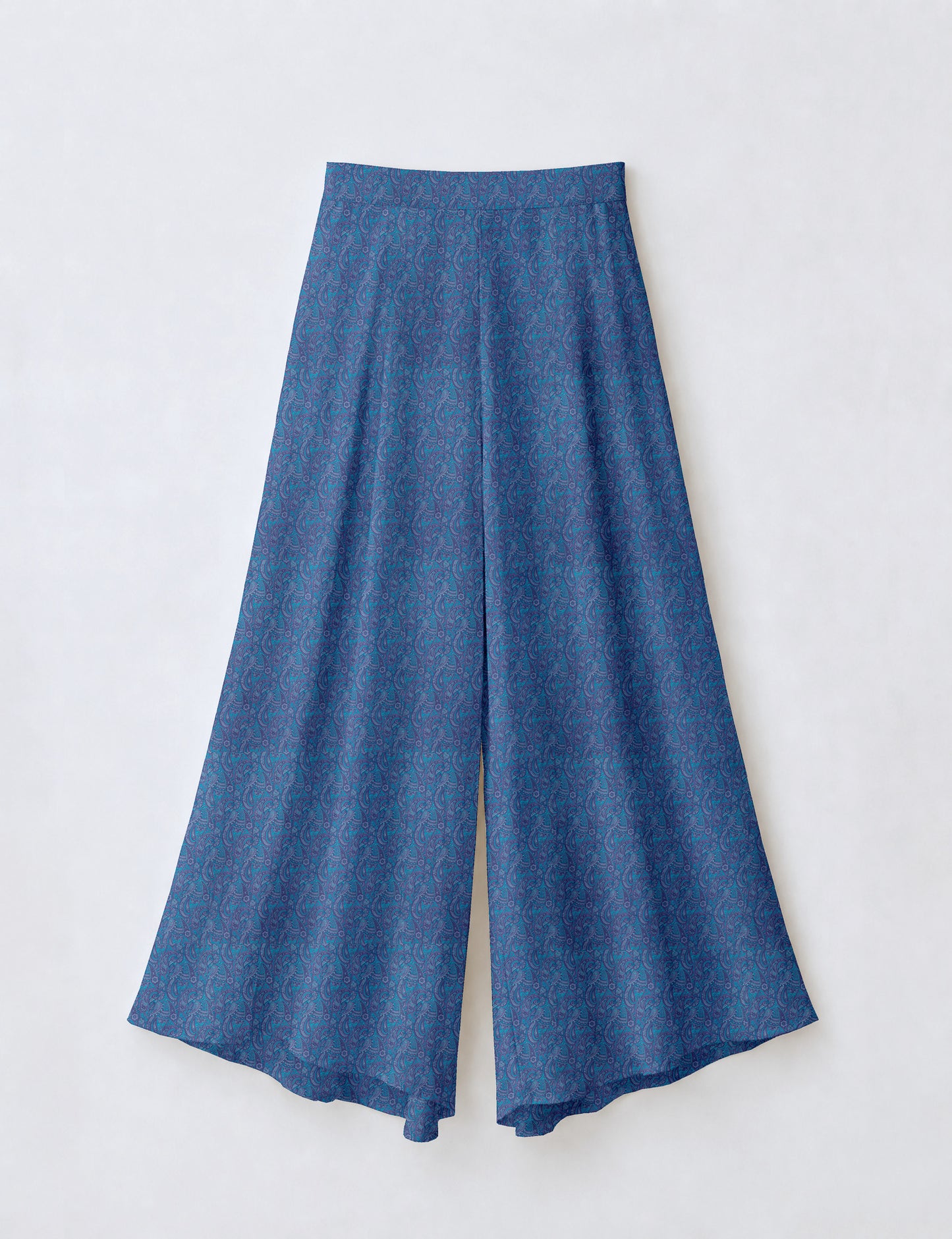 Wide Leg Palazzo Trousers - Blue Paisley