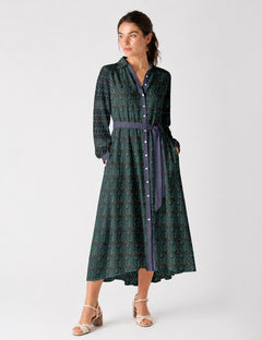 Long shirt dress - Blue Paisley