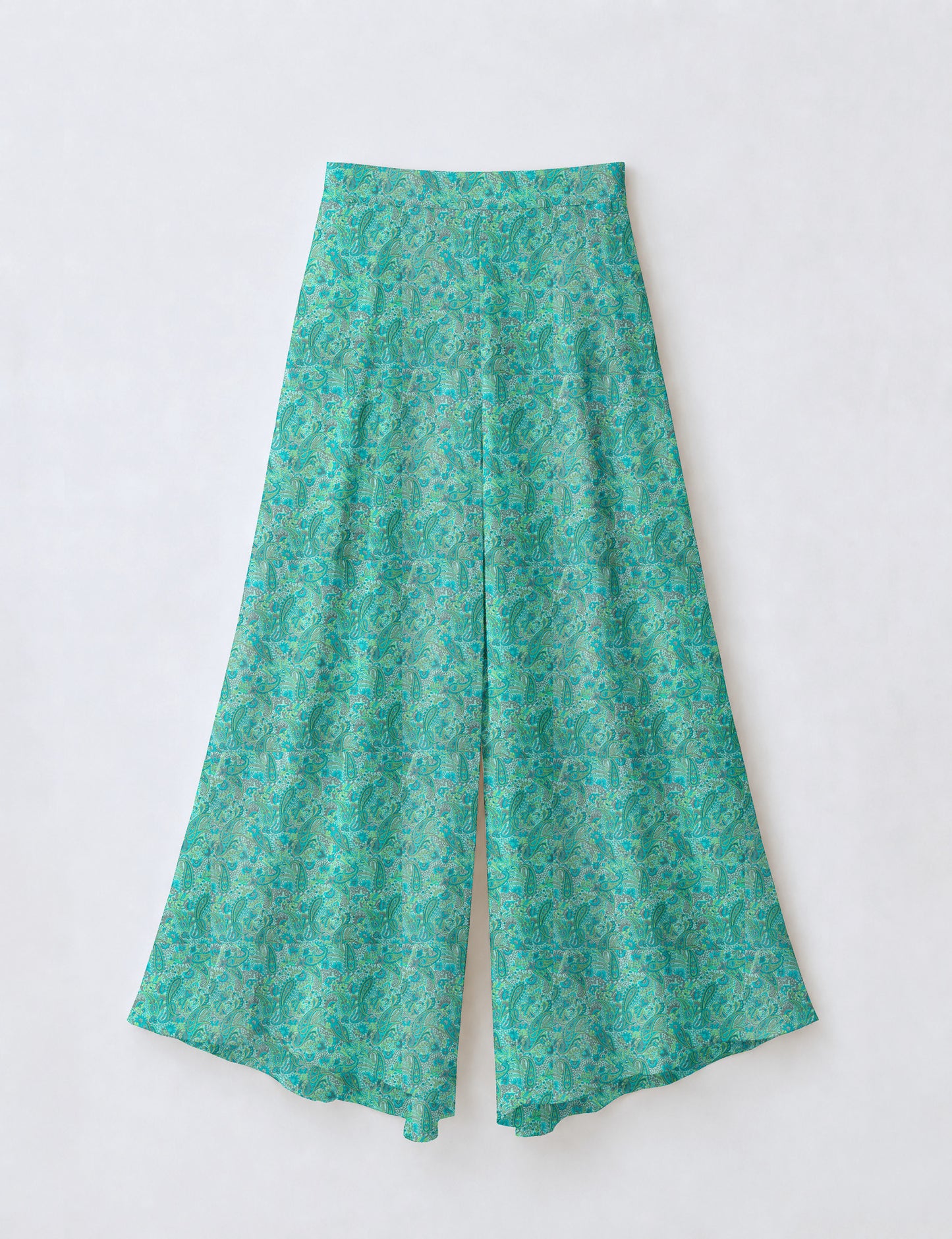 Wide Leg Palazzo Trousers - Blue Paisley