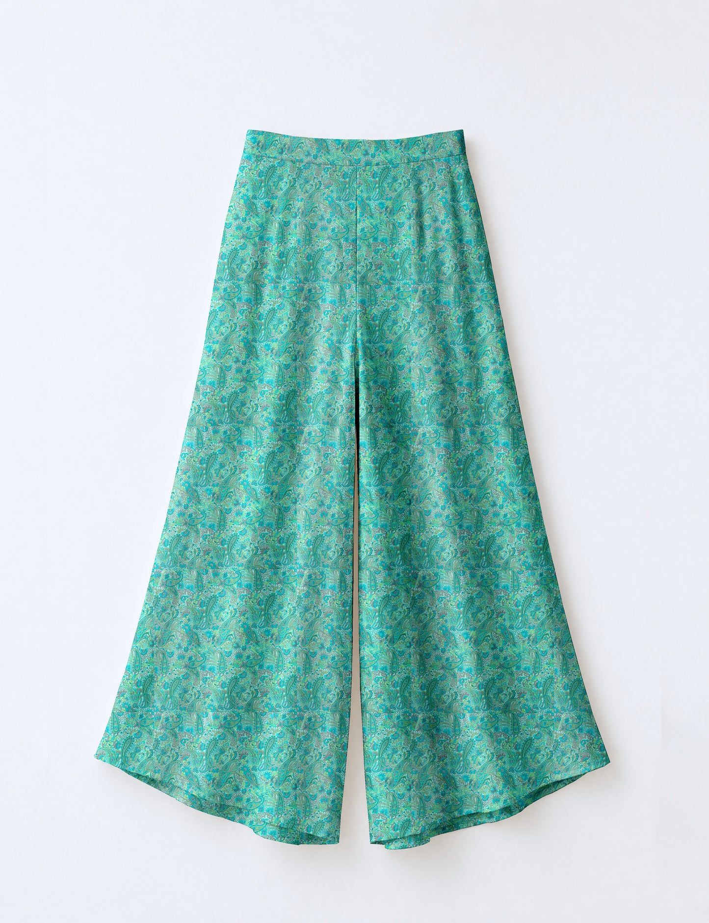 Wide Leg Palazzo Trousers - Blue Paisley
