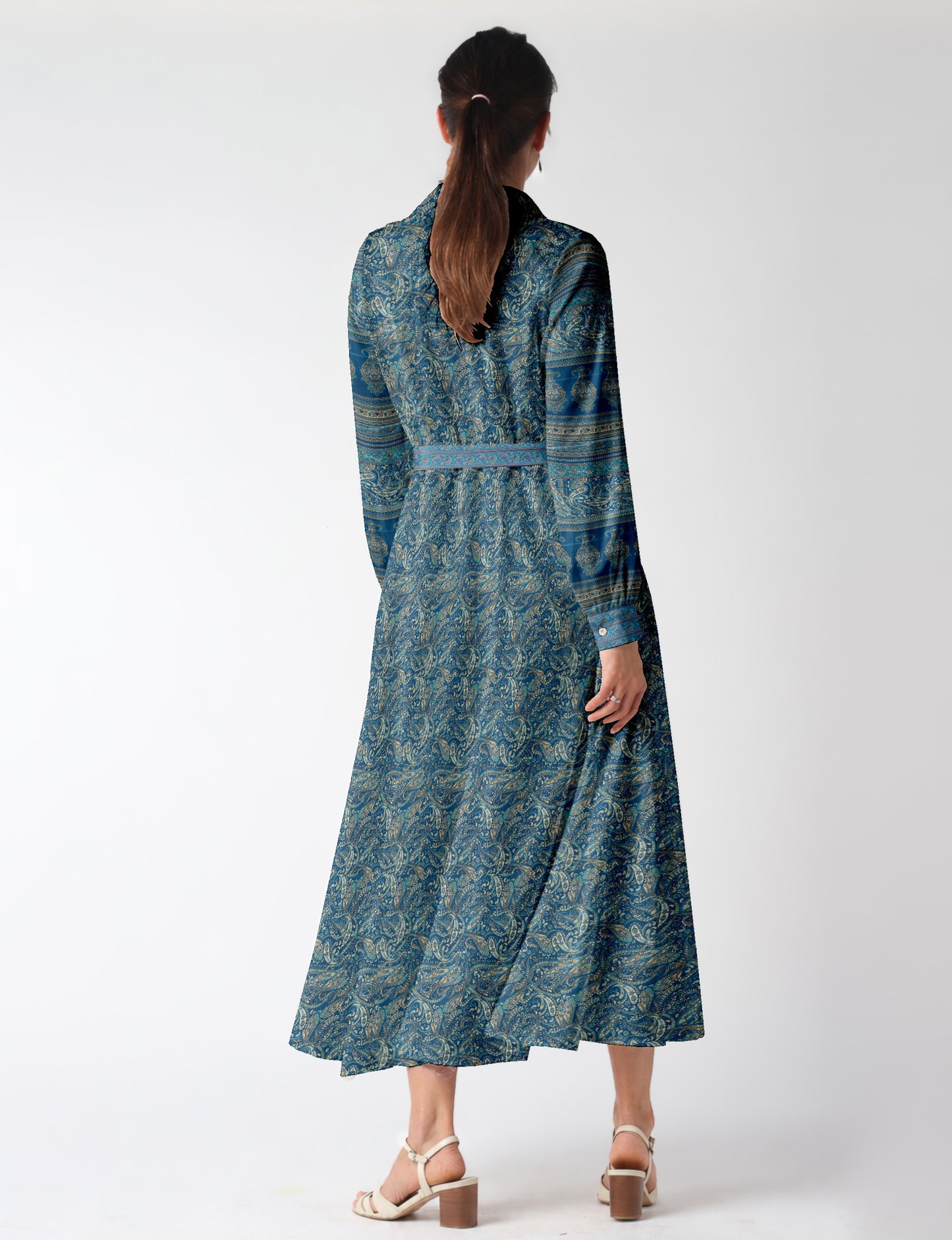 Long shirt dress - Blue Paisley