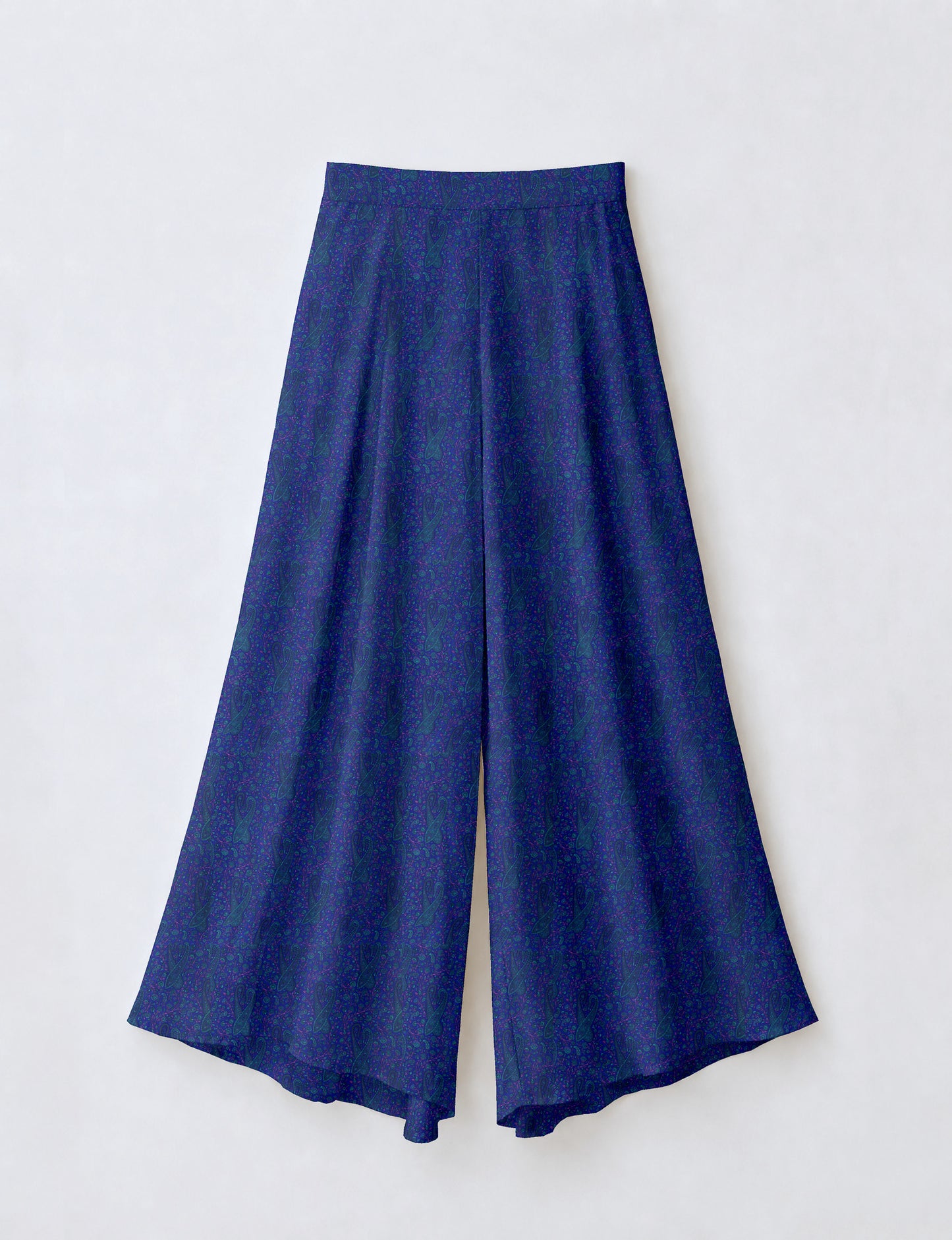 Wide Leg Palazzo Trousers - Blue Paisley