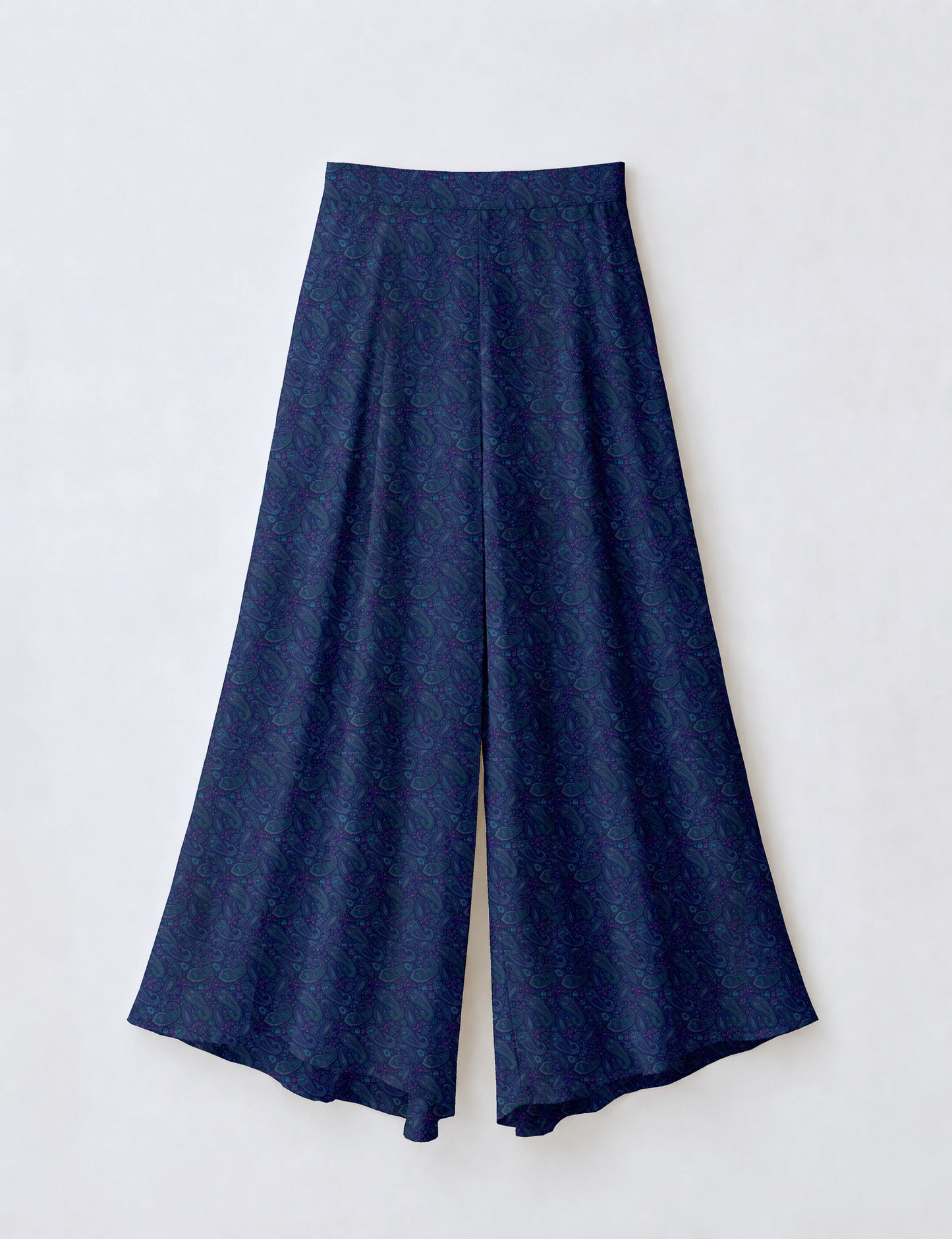 Wide Leg Palazzo Trousers - Blue Paisley