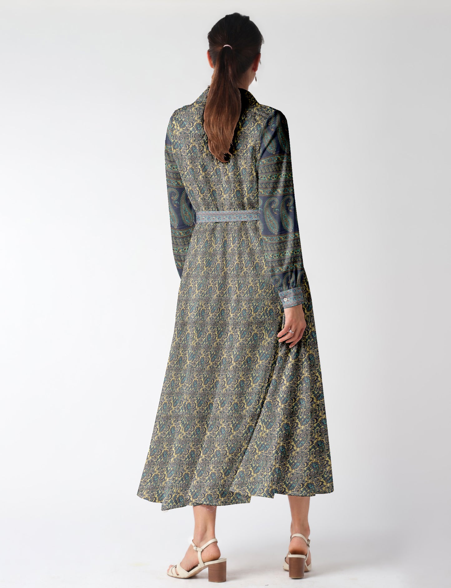 Long shirt dress - Blue Paisley