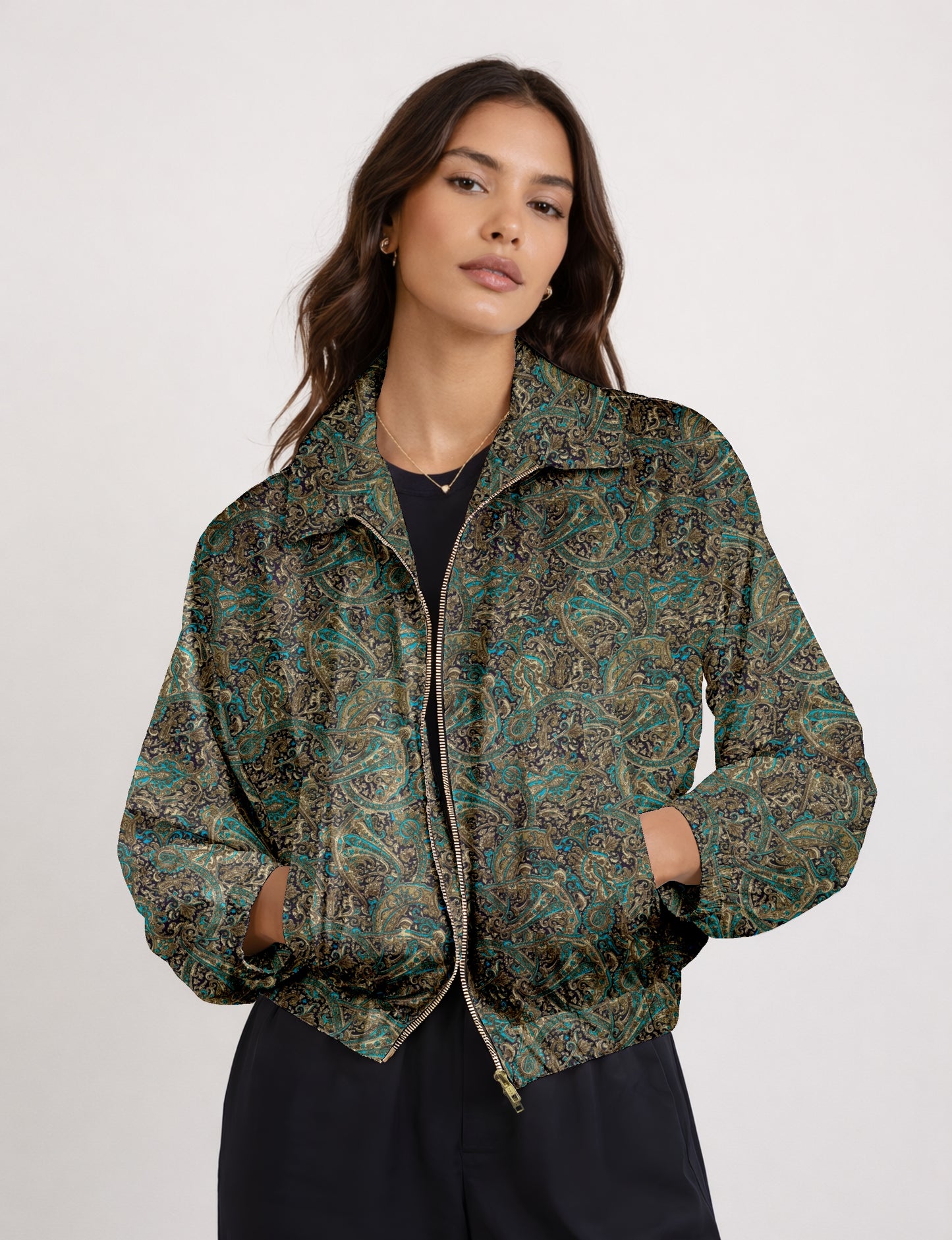 Bomber Jacket - Blue Paisley