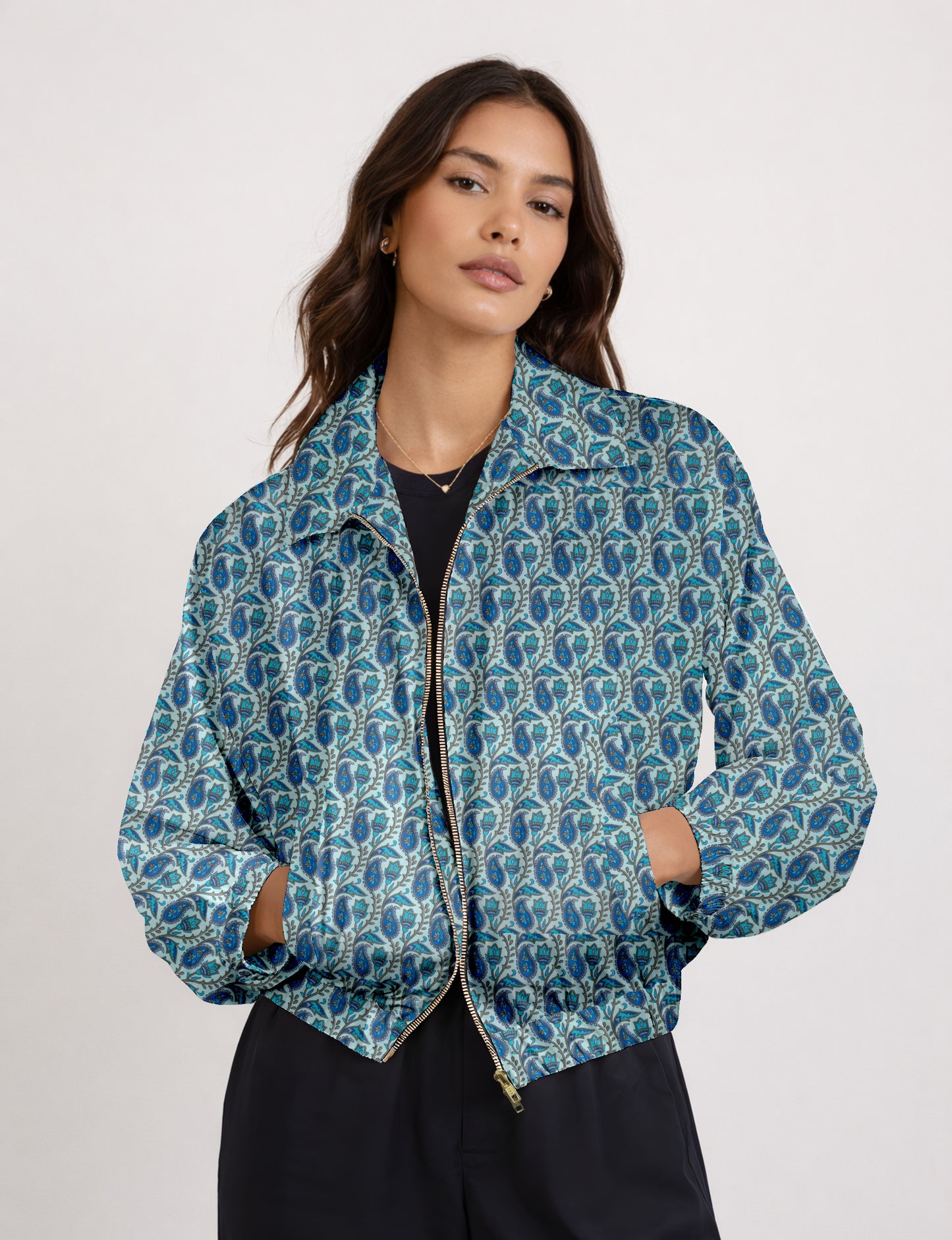 Bomber Jacket - Blue Paisley