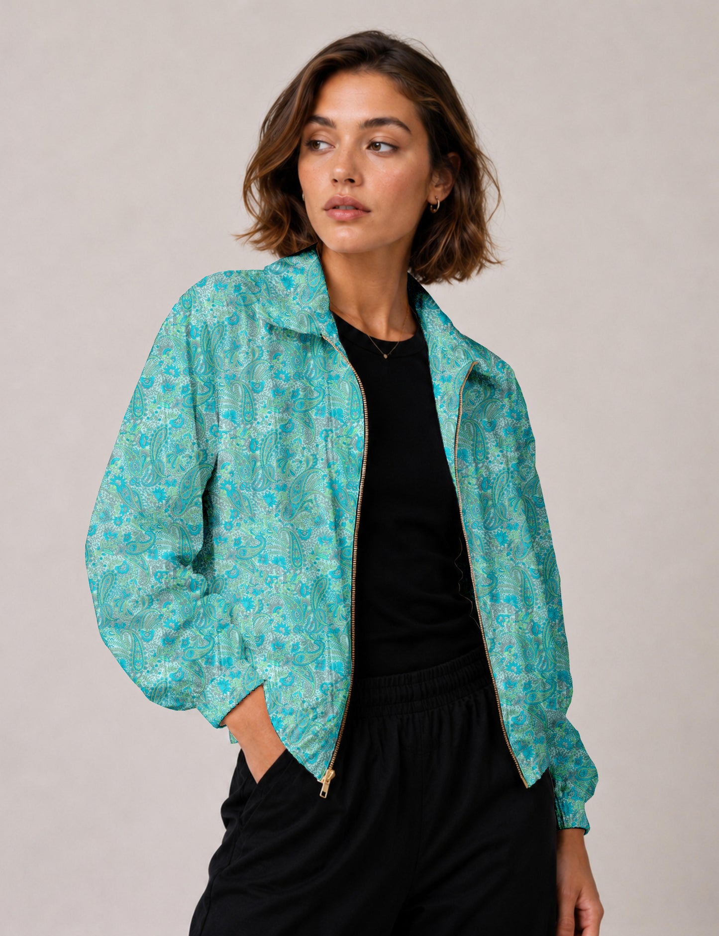 Bomber Jacket - Blue Paisley