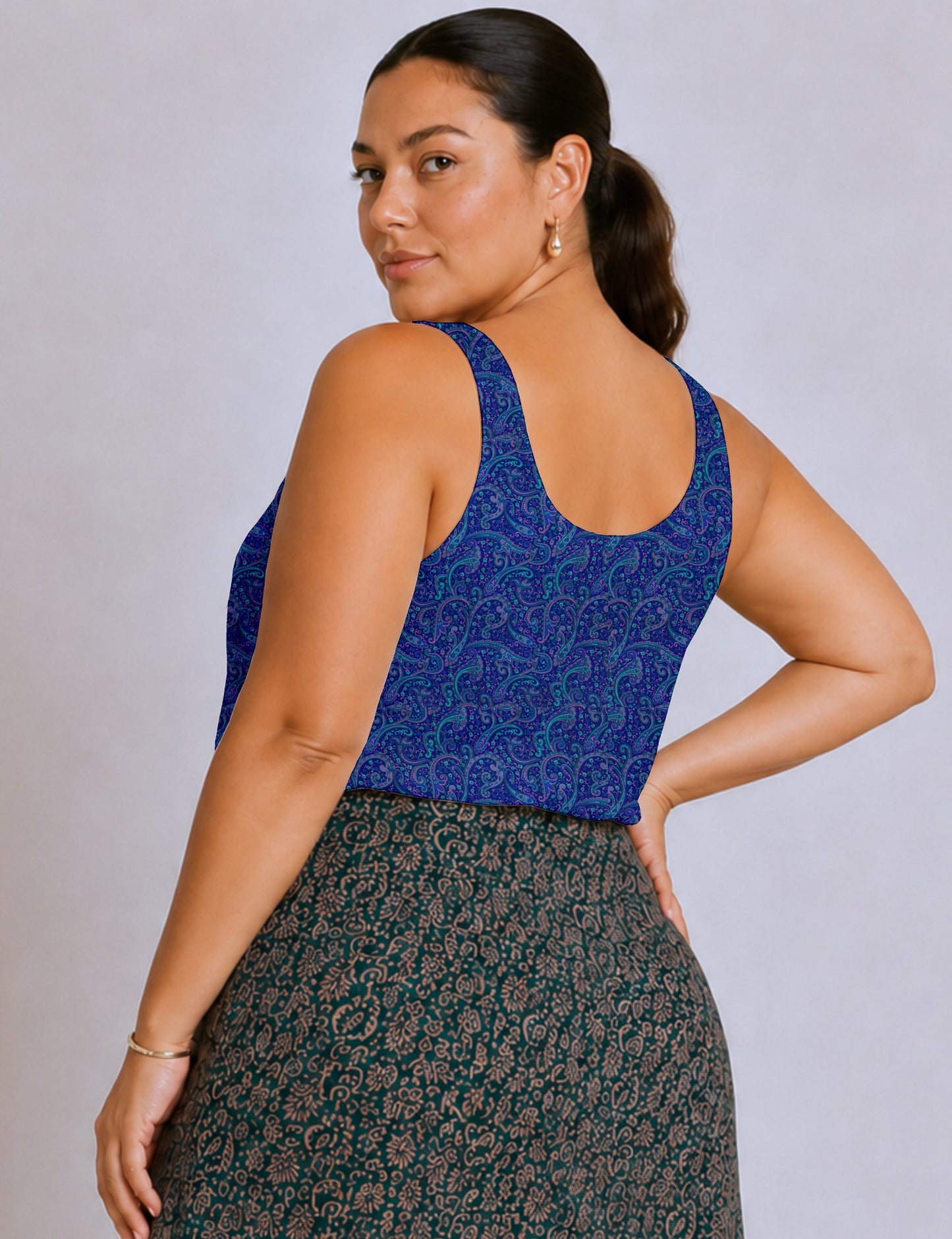 Sleeveless blouse - Blue Paisley