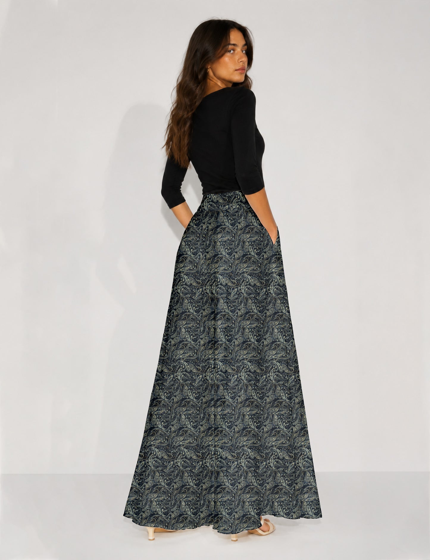 Wide Leg Palazzo Trousers - Blue Piasley
