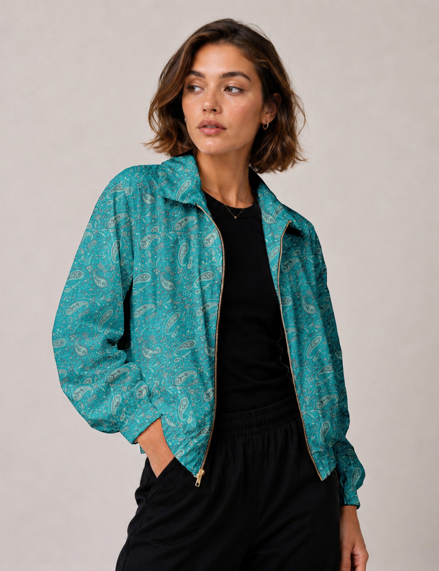 Bomber Jacket - Blue Paisley