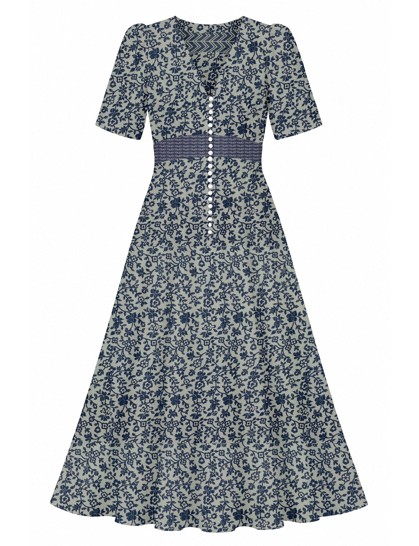 Maxi romantic dress - Blue Tropical