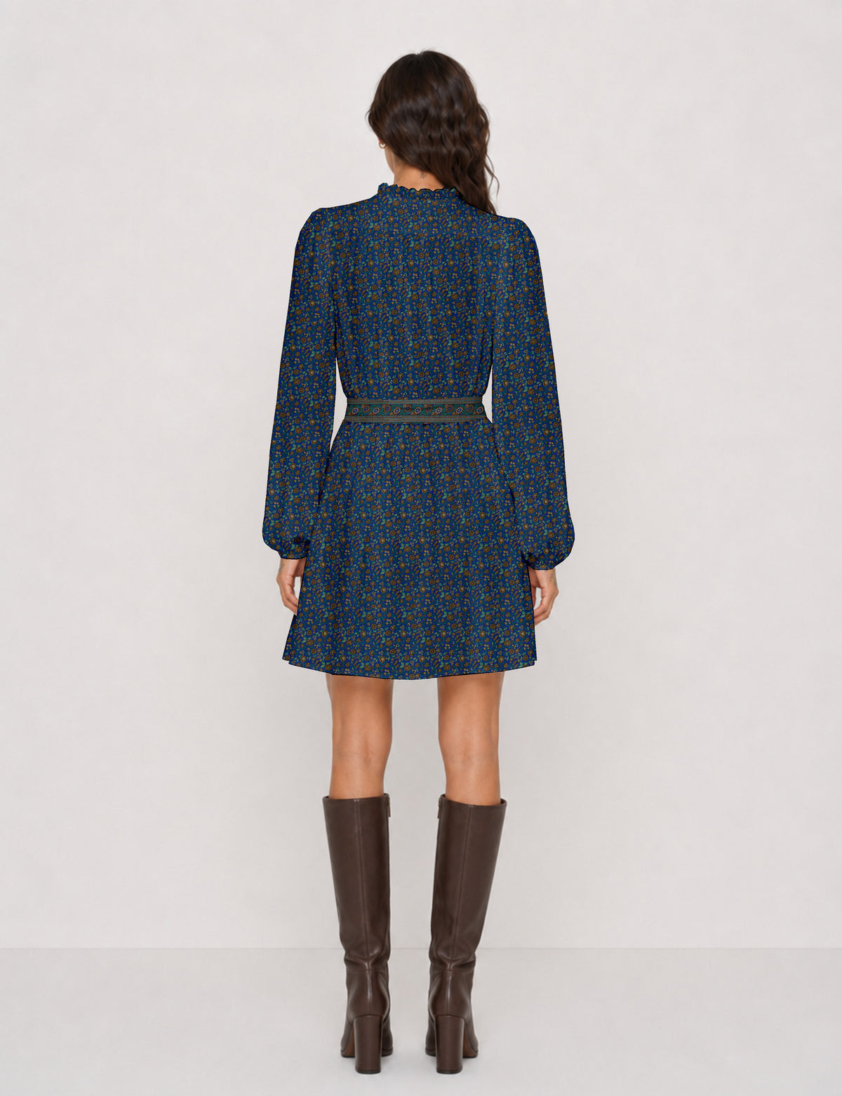 Robe évasée avec ceinture - Yellow Floral - Blue Tropical
