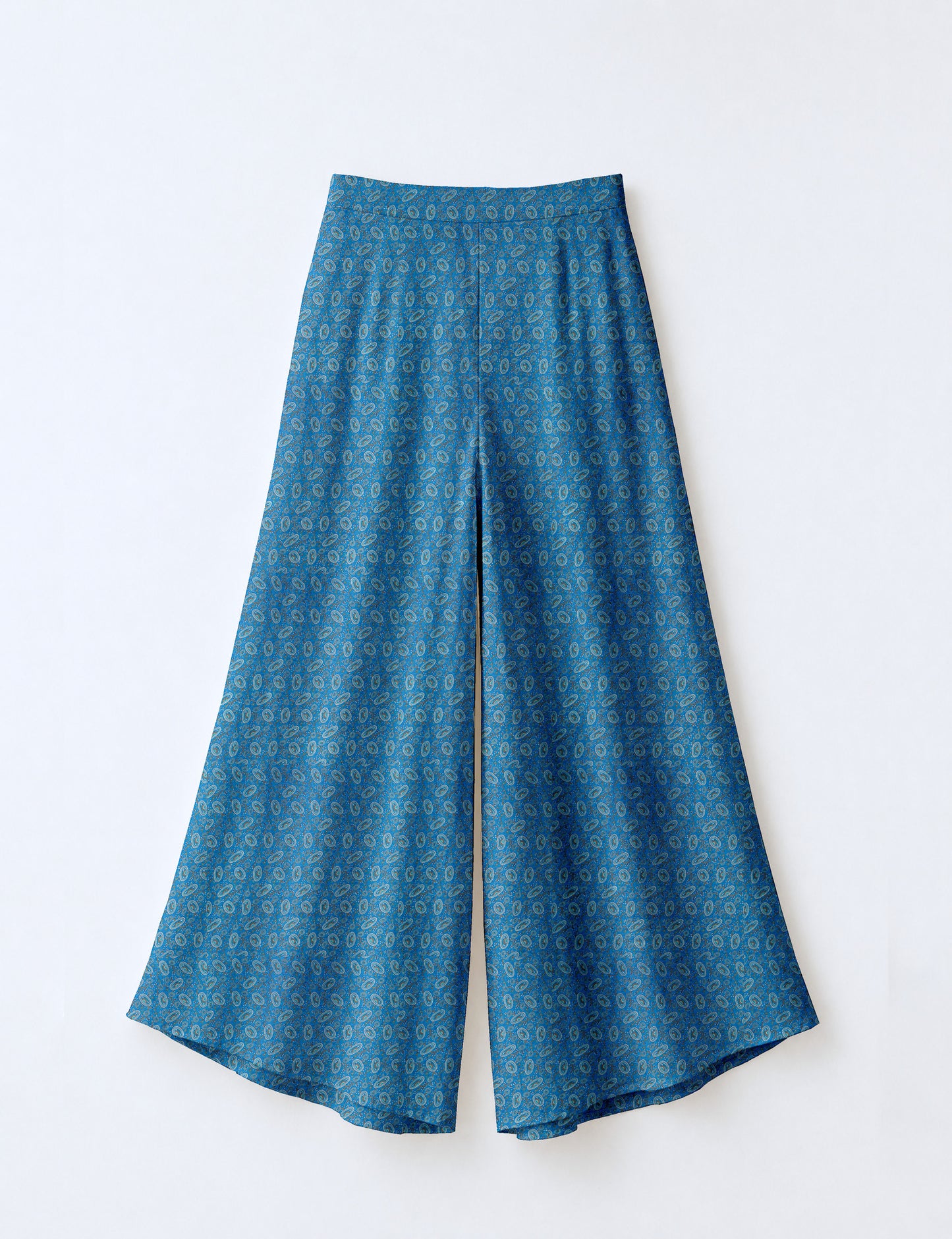 Wide Leg Palazzo Trousers - Blue Tropical