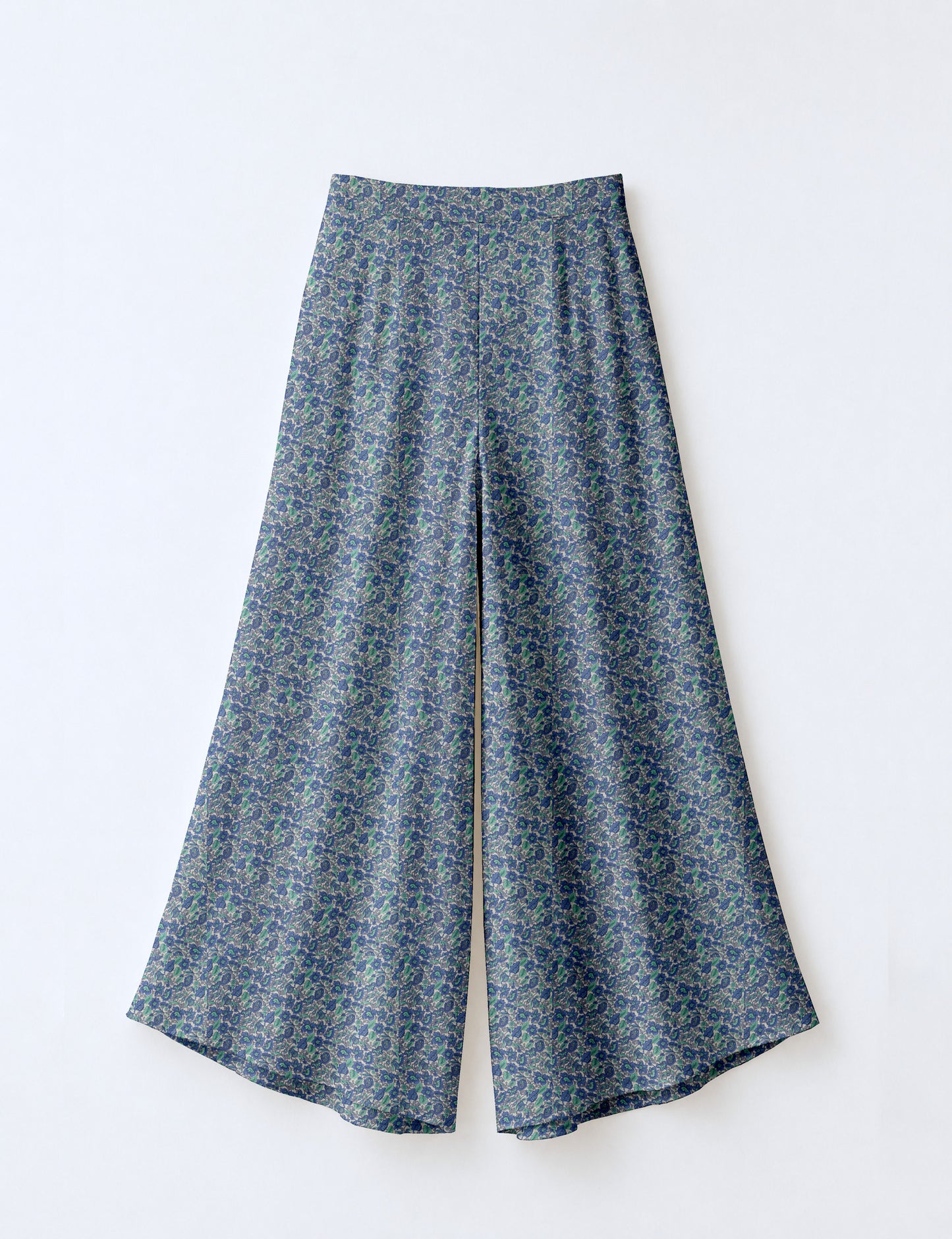 Wide Leg Palazzo Trousers - Blue Tropical