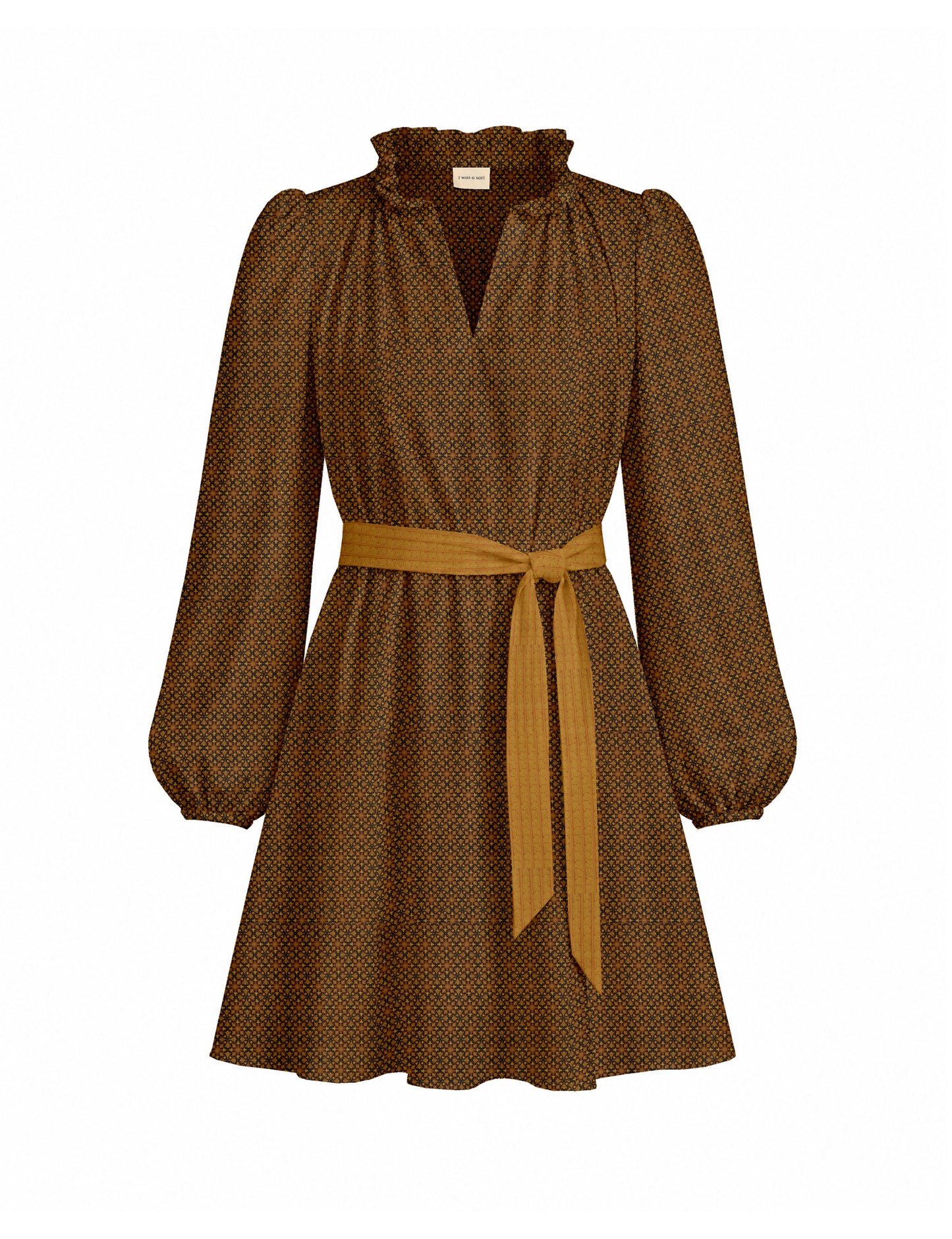 Swing dress with belt - Blue Tropical