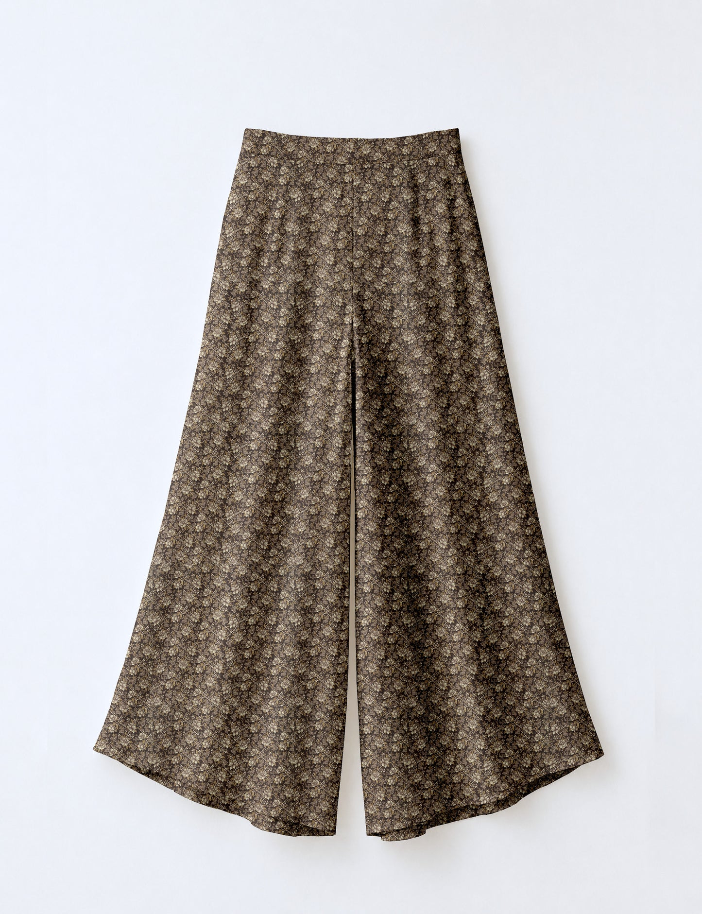 Wide Leg Palazzo Trousers - Brown Floral