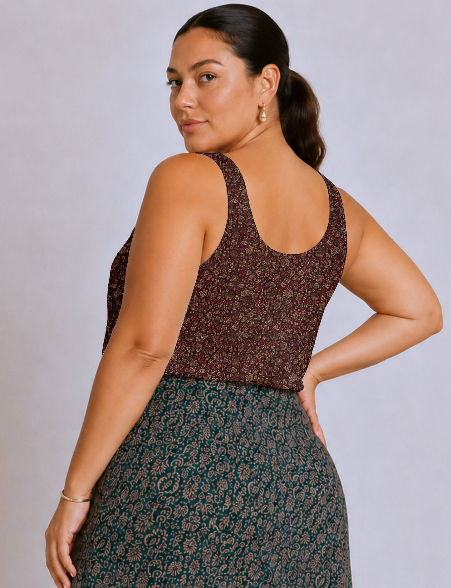 Sleeveless blouse - Brown Tropical