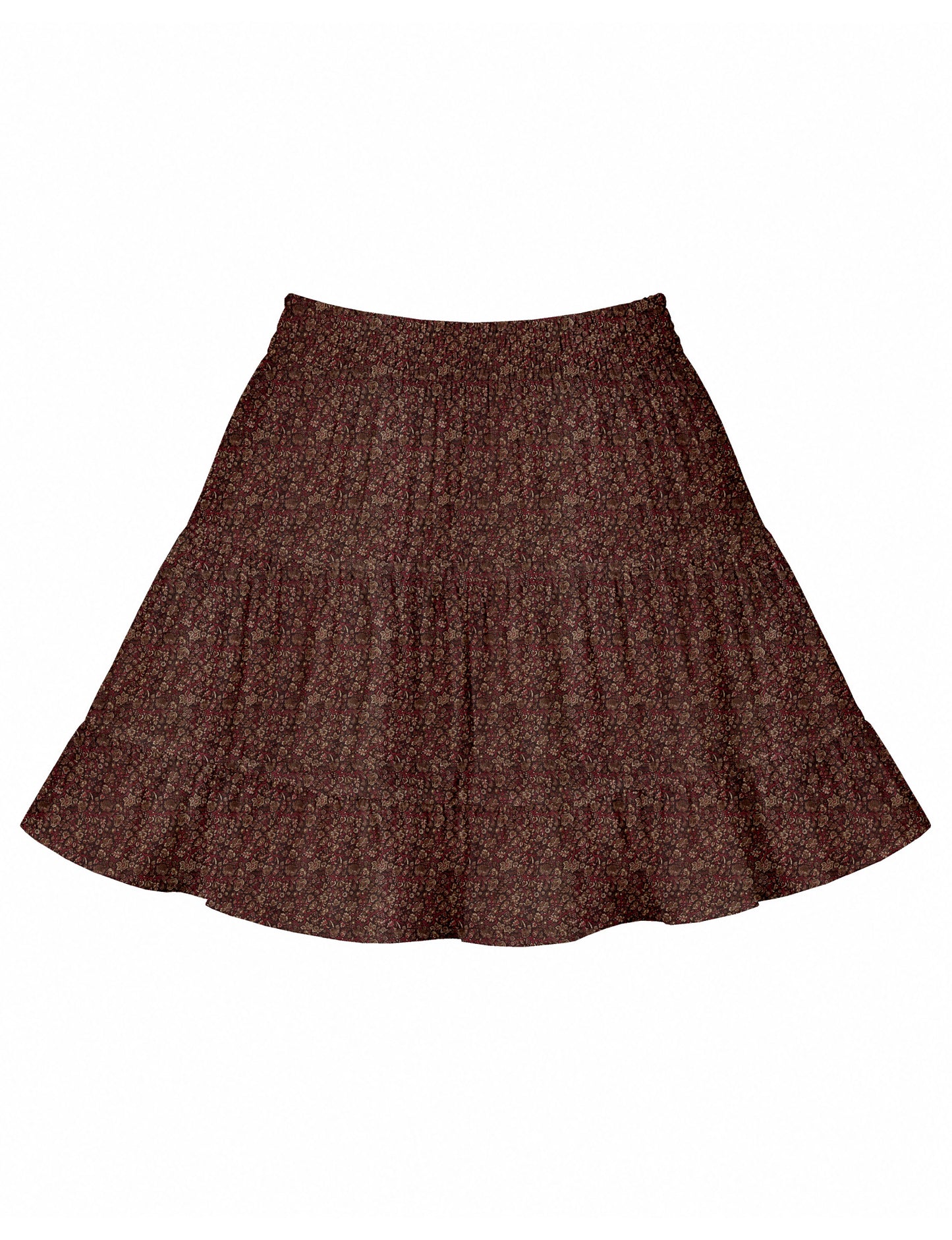 Short tiered skirt - Brown Tropical