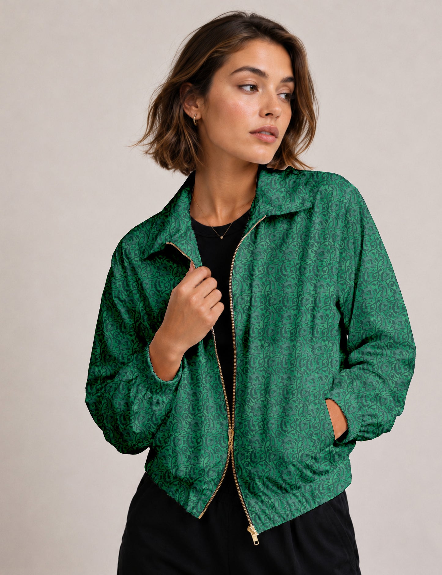 Bomber Jacket - Green Abstract