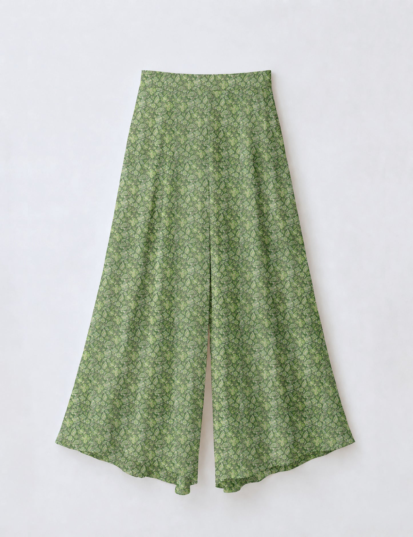 Wide Leg Palazzo Trousers - Green Floral