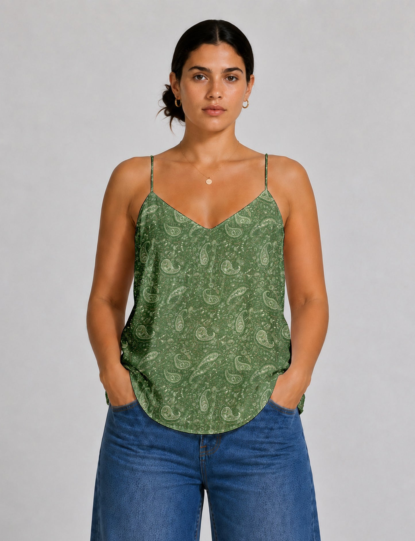 Slip top - Green Paisley