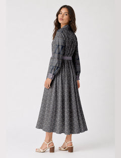 Long shirt dress - Grey Paisley