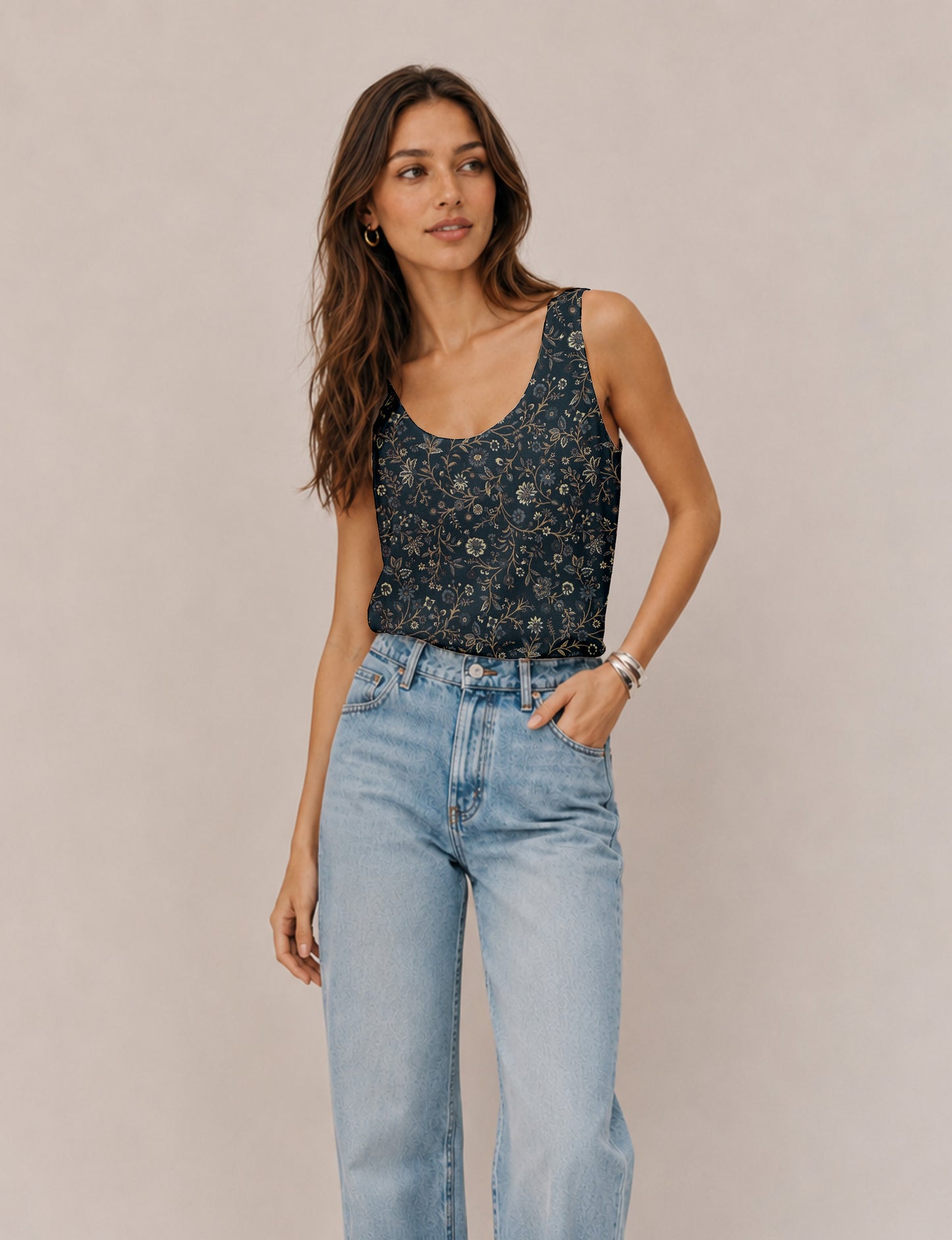 Sleeveless blouse - Grey Tropical