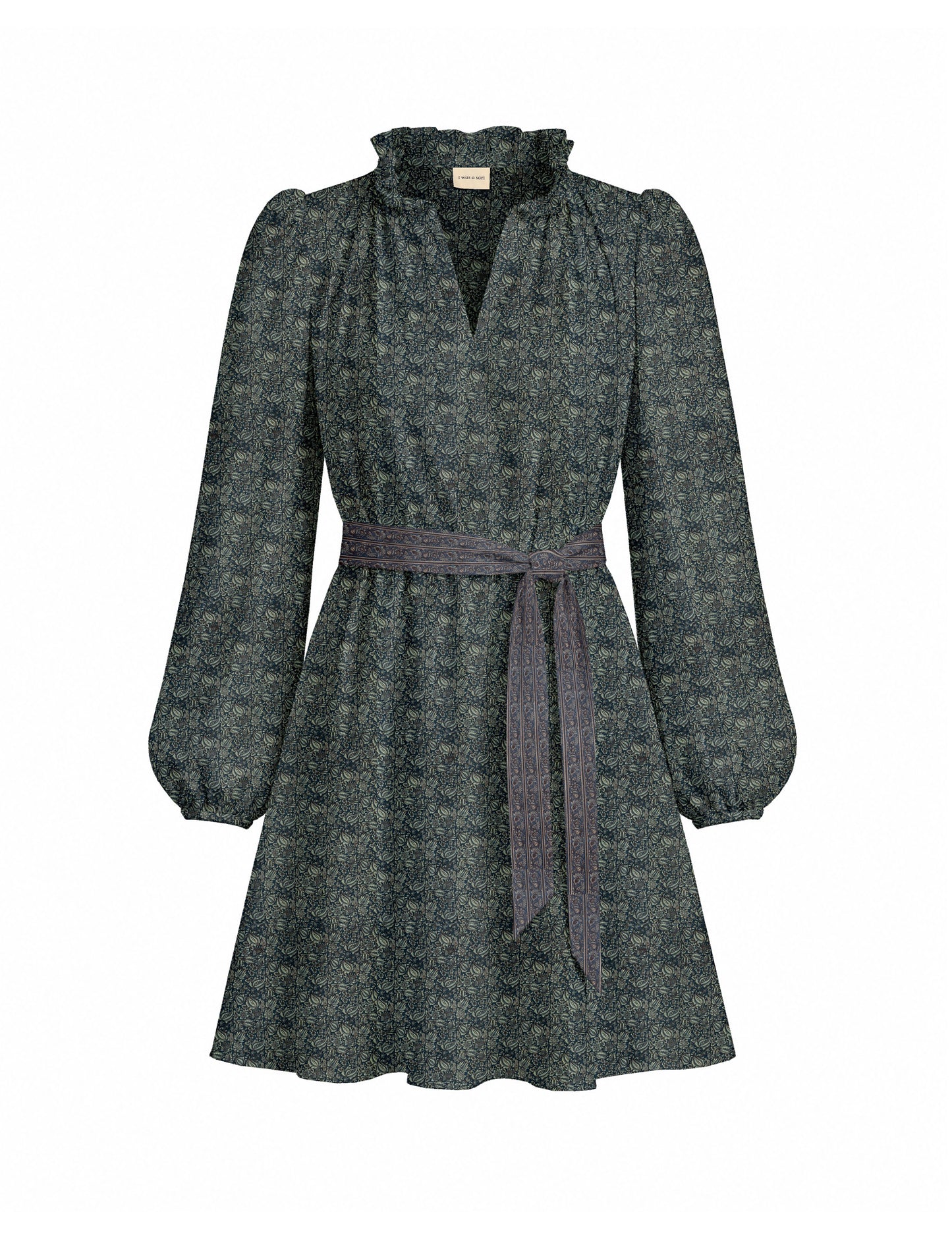 Swing dress with belt - Grey Tropical