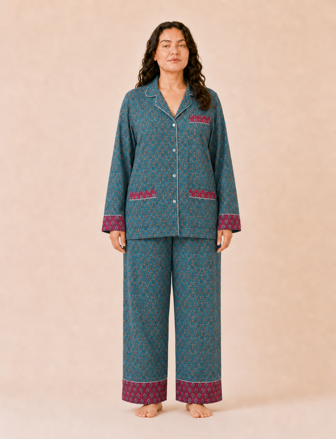 Pj Set Long With Long Sleeves - Blue Tropical