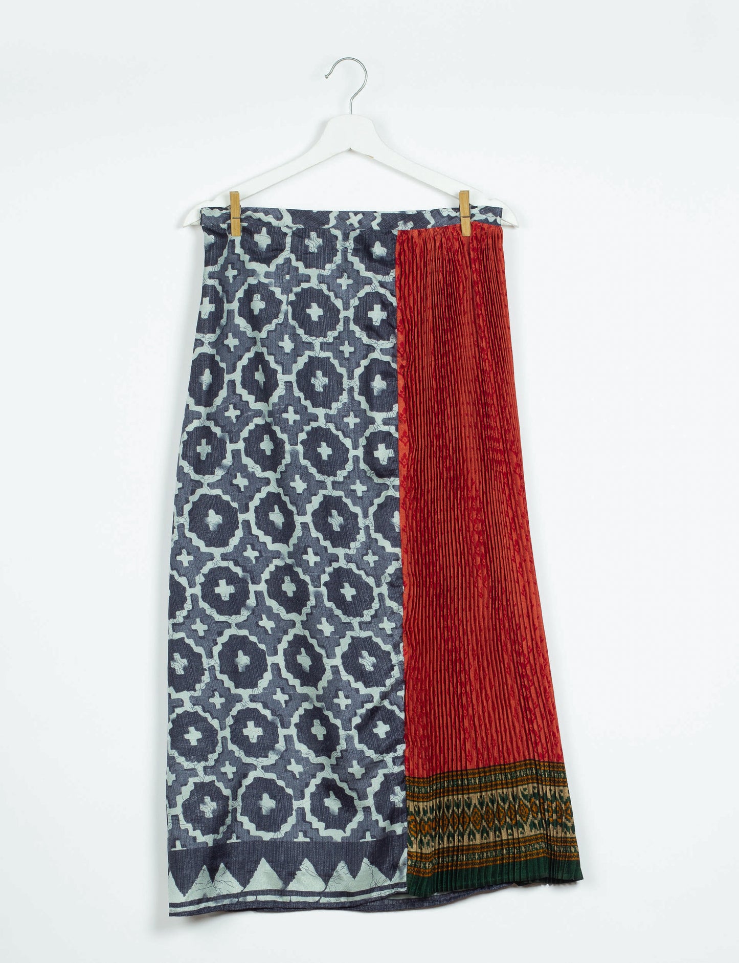 Semi Pleated A Line Skirt - Grey Indian Ethnic