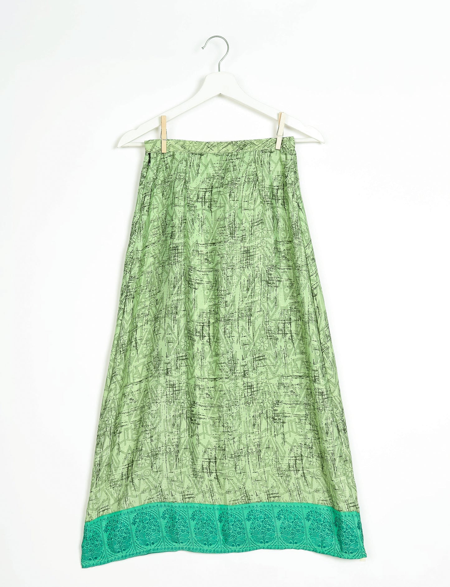 A Line Skirt - Green Abstract