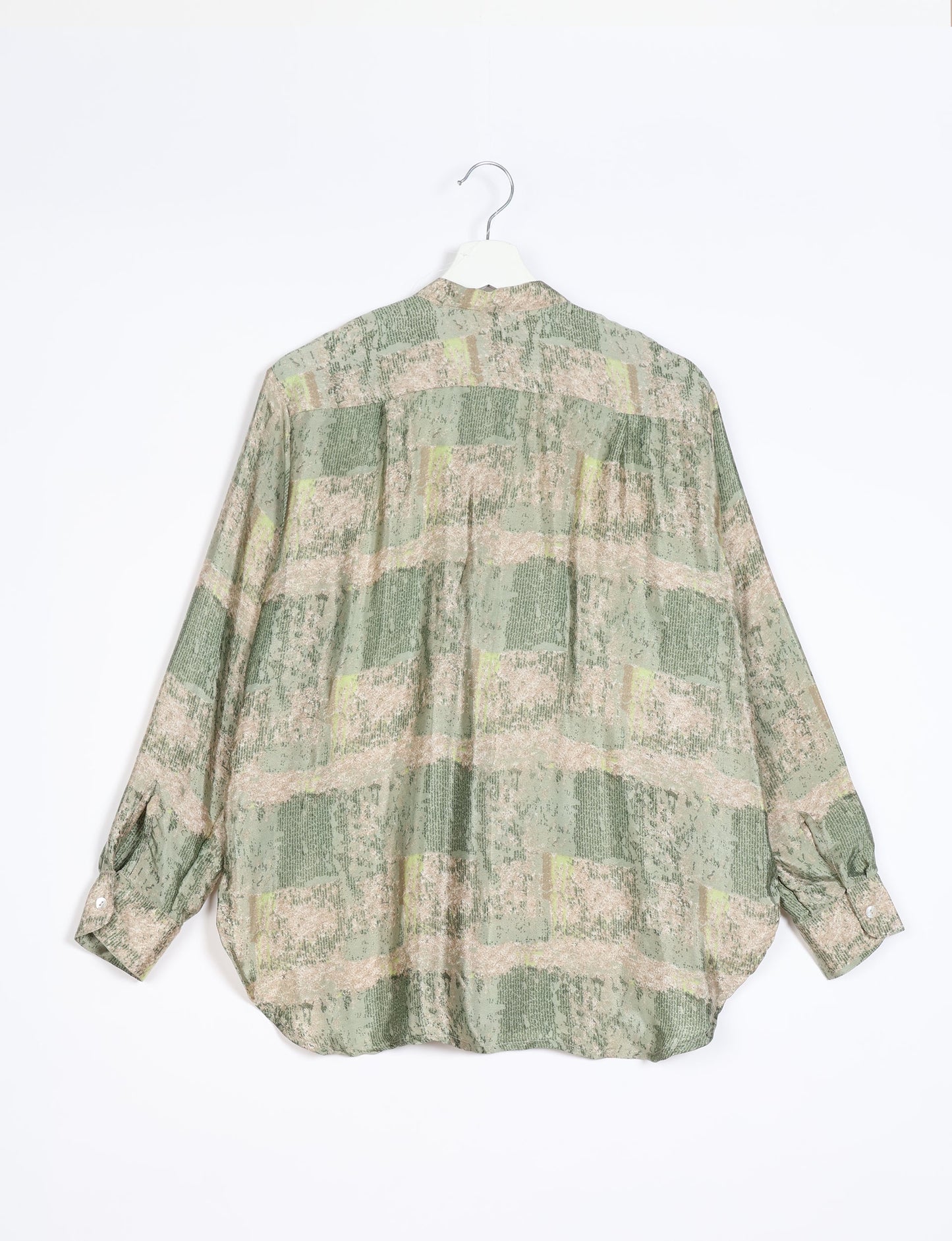 Longline Shirt - Beige Abstract