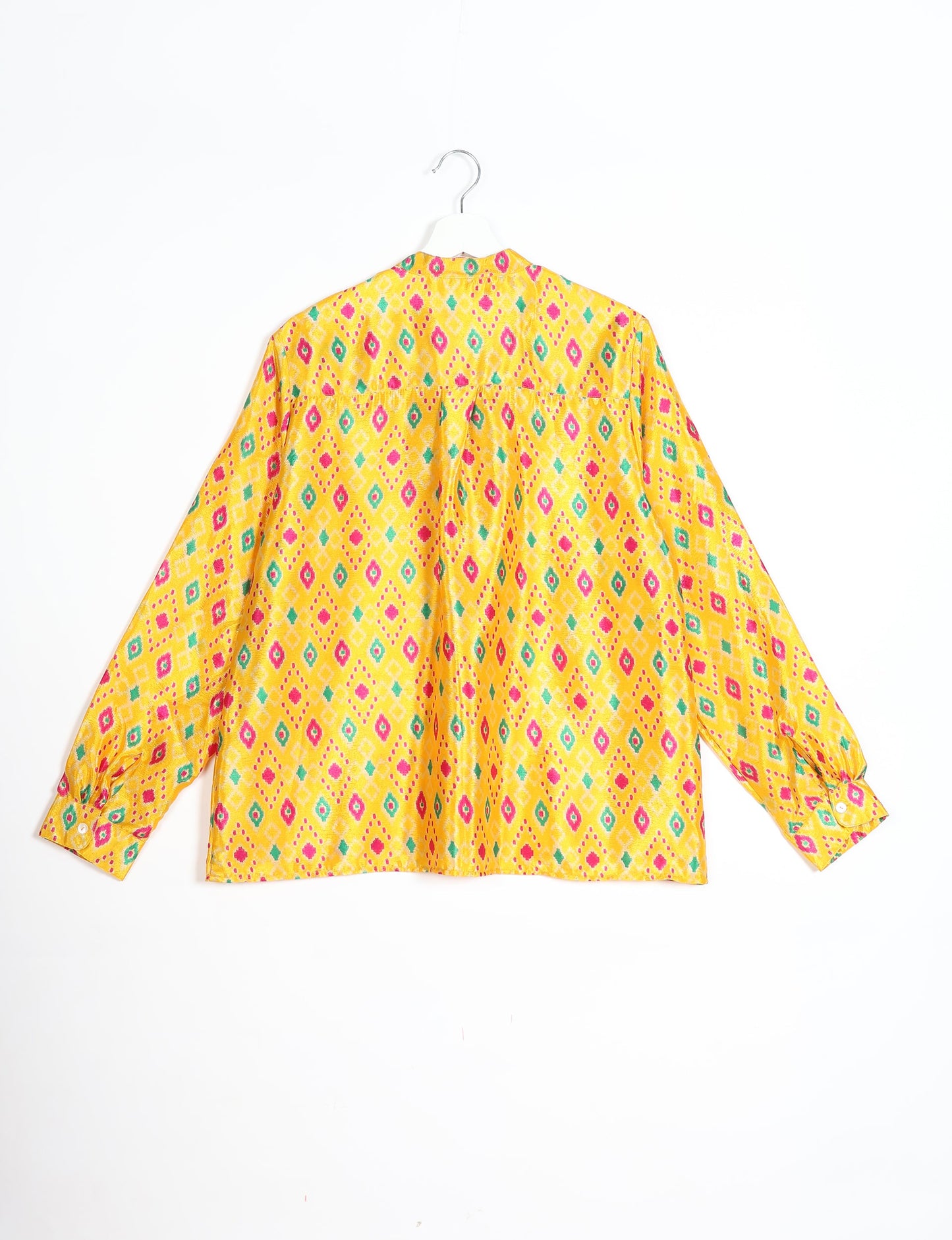 Versatile DAY BLOUSE, a sustainable wardrobe essential with a classic Johnny collar and full sleeves. Lightweight fabric for a comfortable fit, perfect for dressing up or down. Explore ethical clothing and green fashion with this eco-friendly and timeless piece, perfect for any occasion.