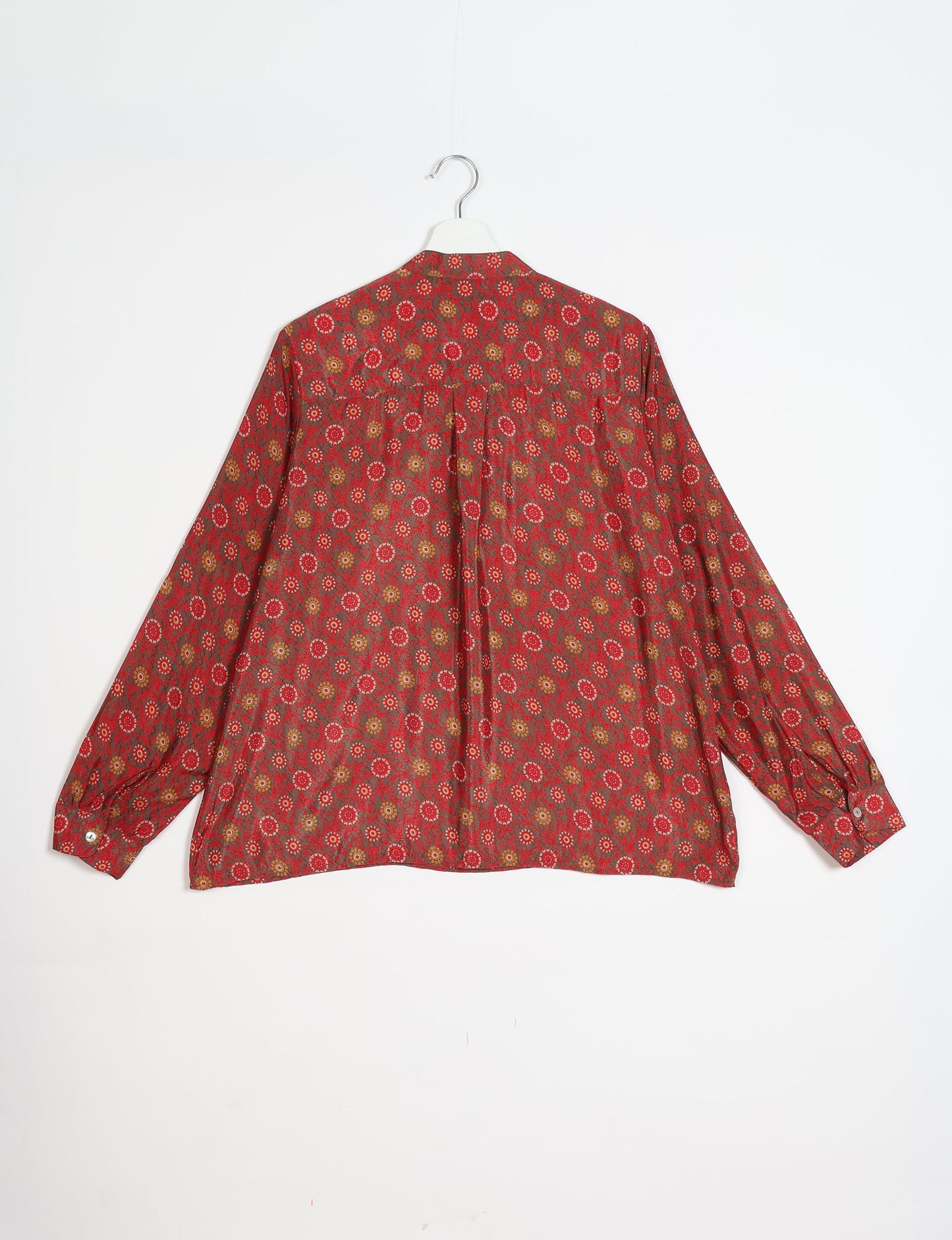 Versatile DAY BLOUSE, a sustainable wardrobe essential with a classic Johnny collar and full sleeves. Lightweight fabric for a comfortable fit, perfect for dressing up or down. Explore ethical clothing and green fashion with this eco-friendly and timeless piece, perfect for any occasion.