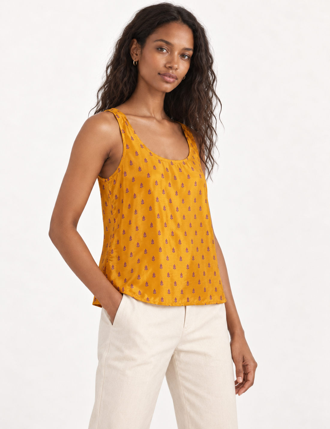 Sleeveless blouse - Yellow Leaves