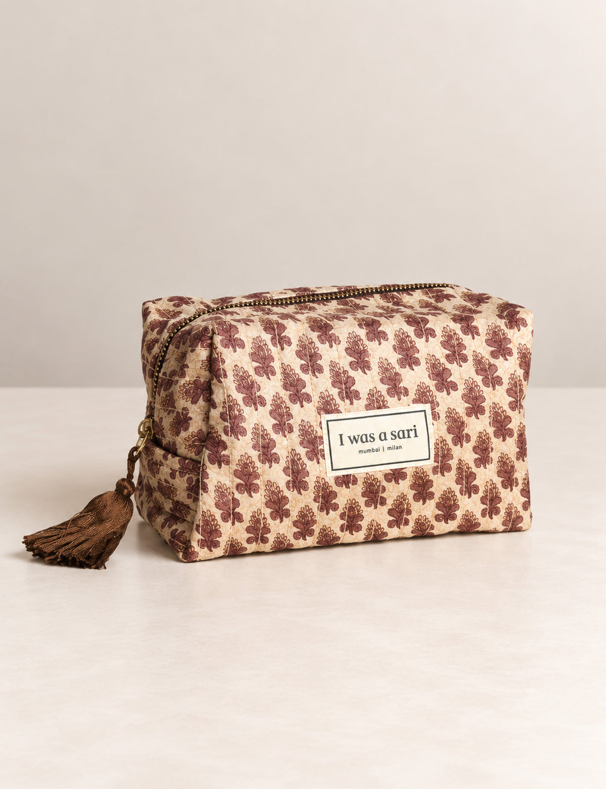 Quilted utility pouch - Beige Tropical