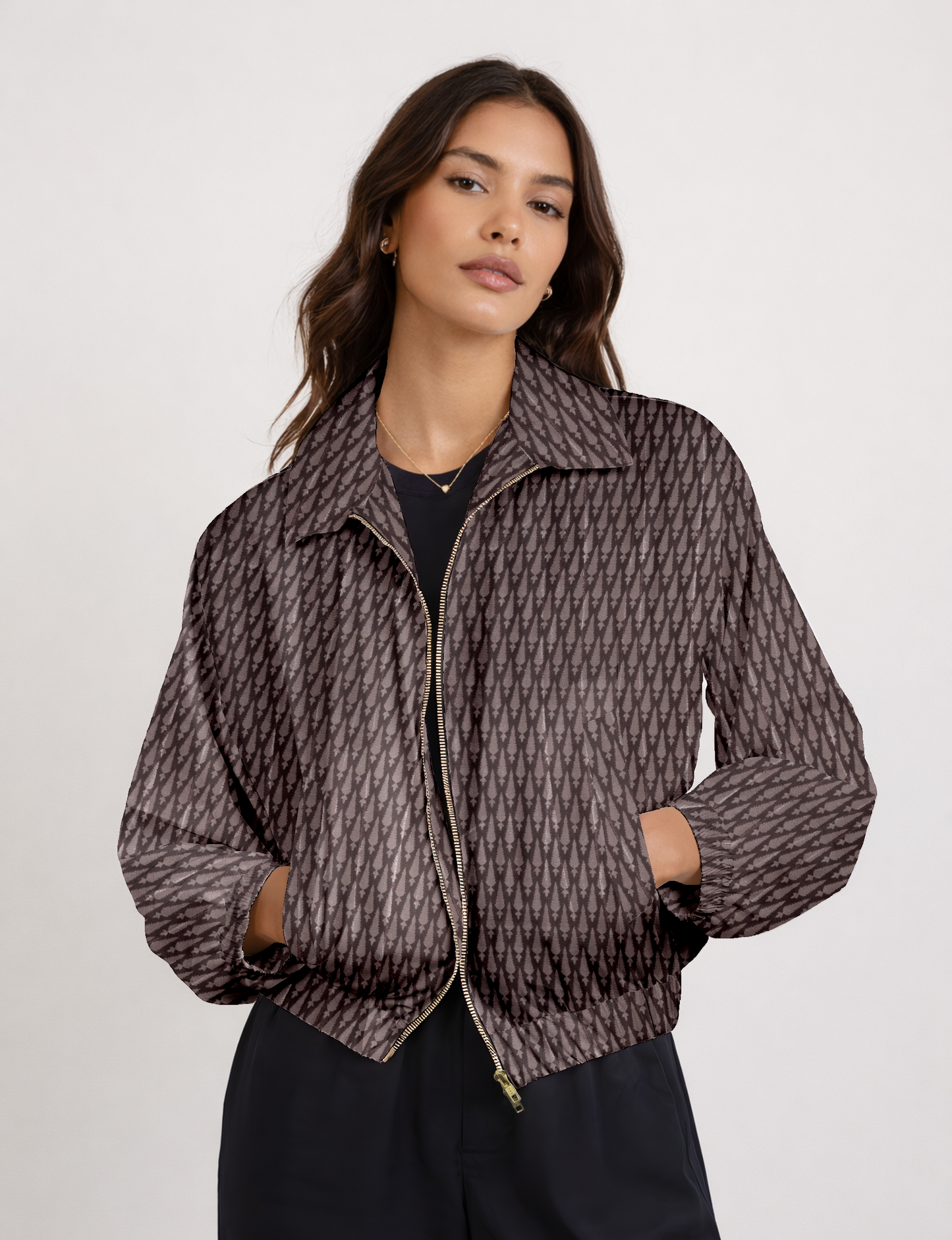Bomber Jacket - Brown Micro Design