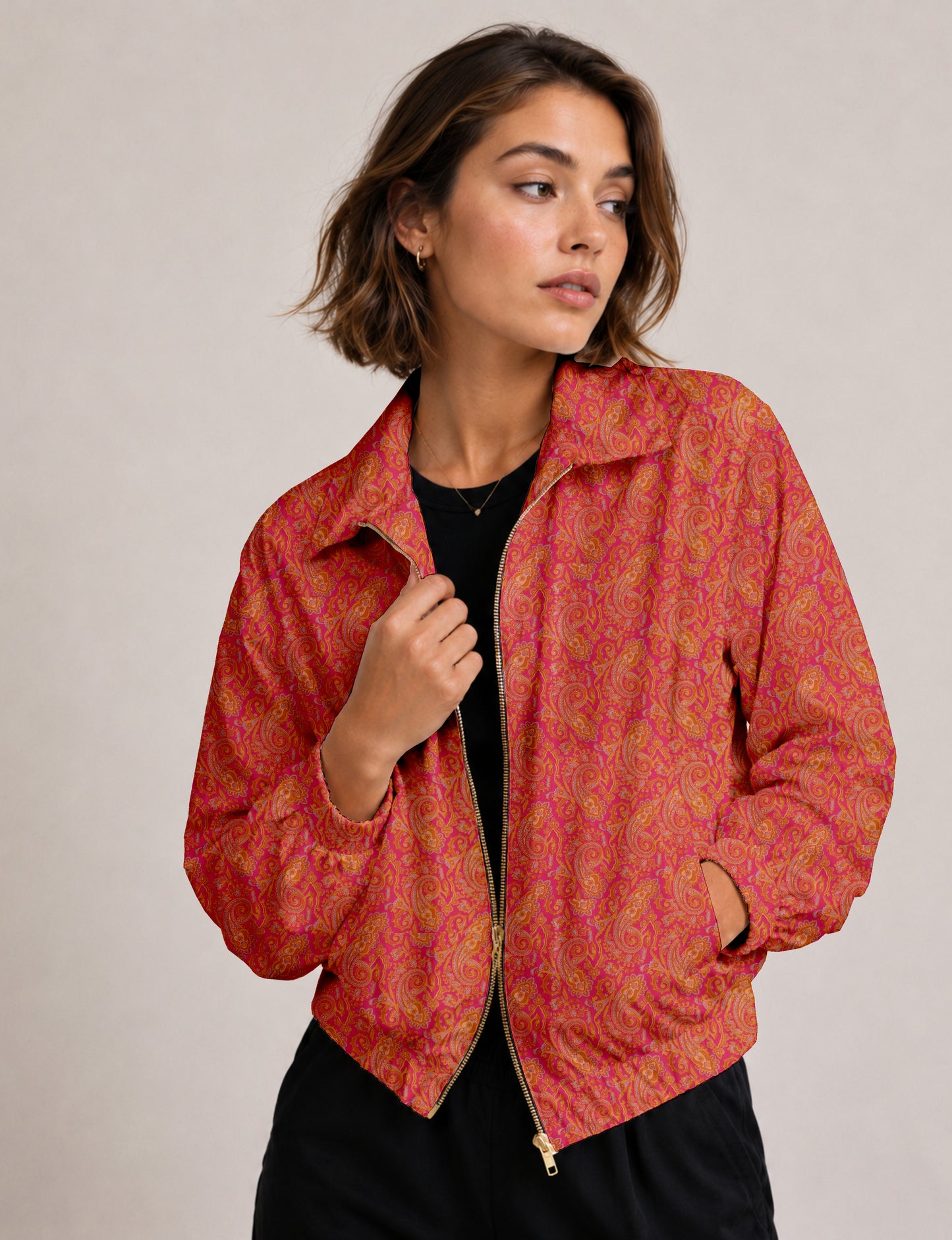 Bomber Jacket - Orange Paisley